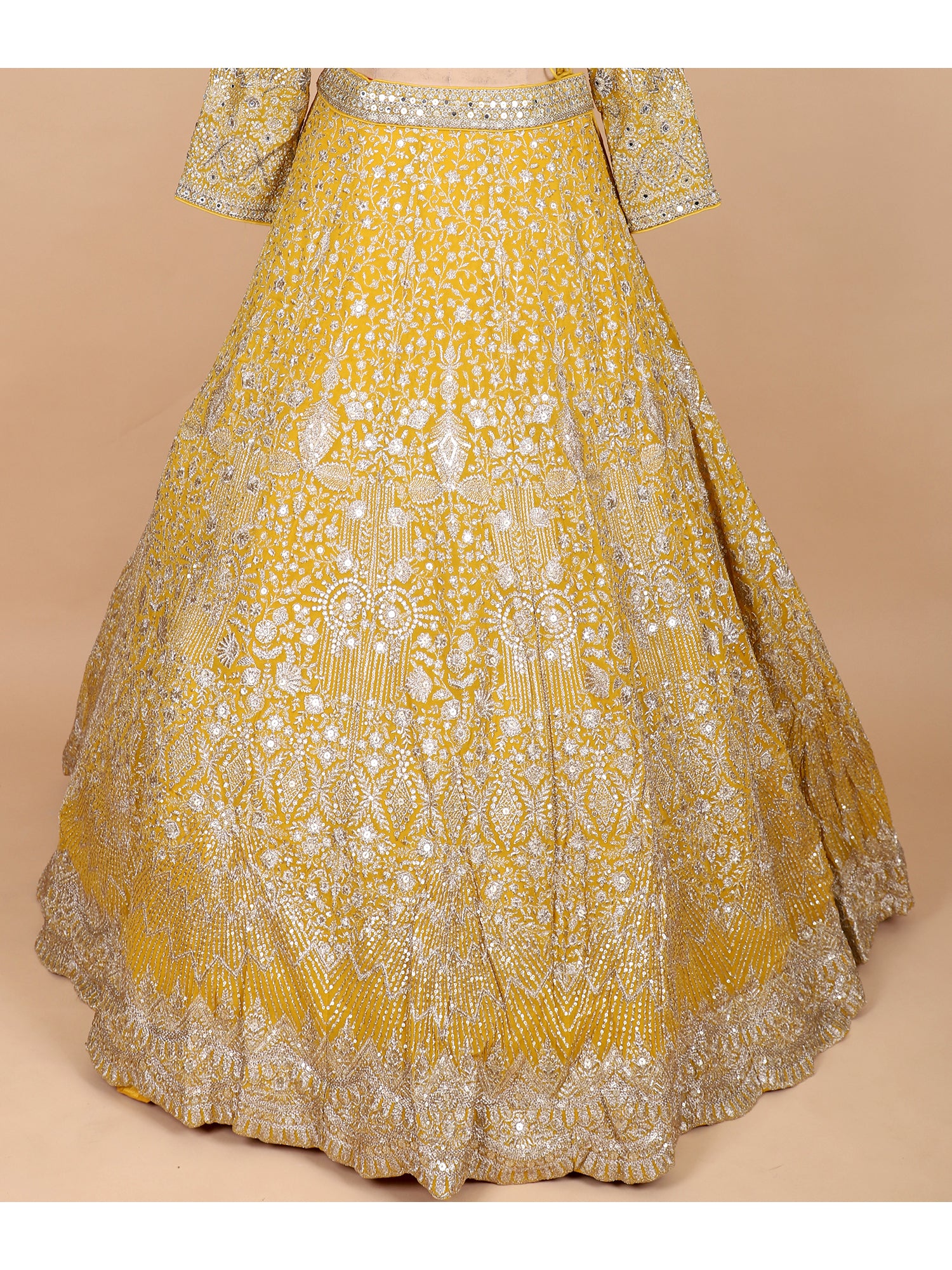 Bright Yellow Handcrafted Lehenga For Weddings