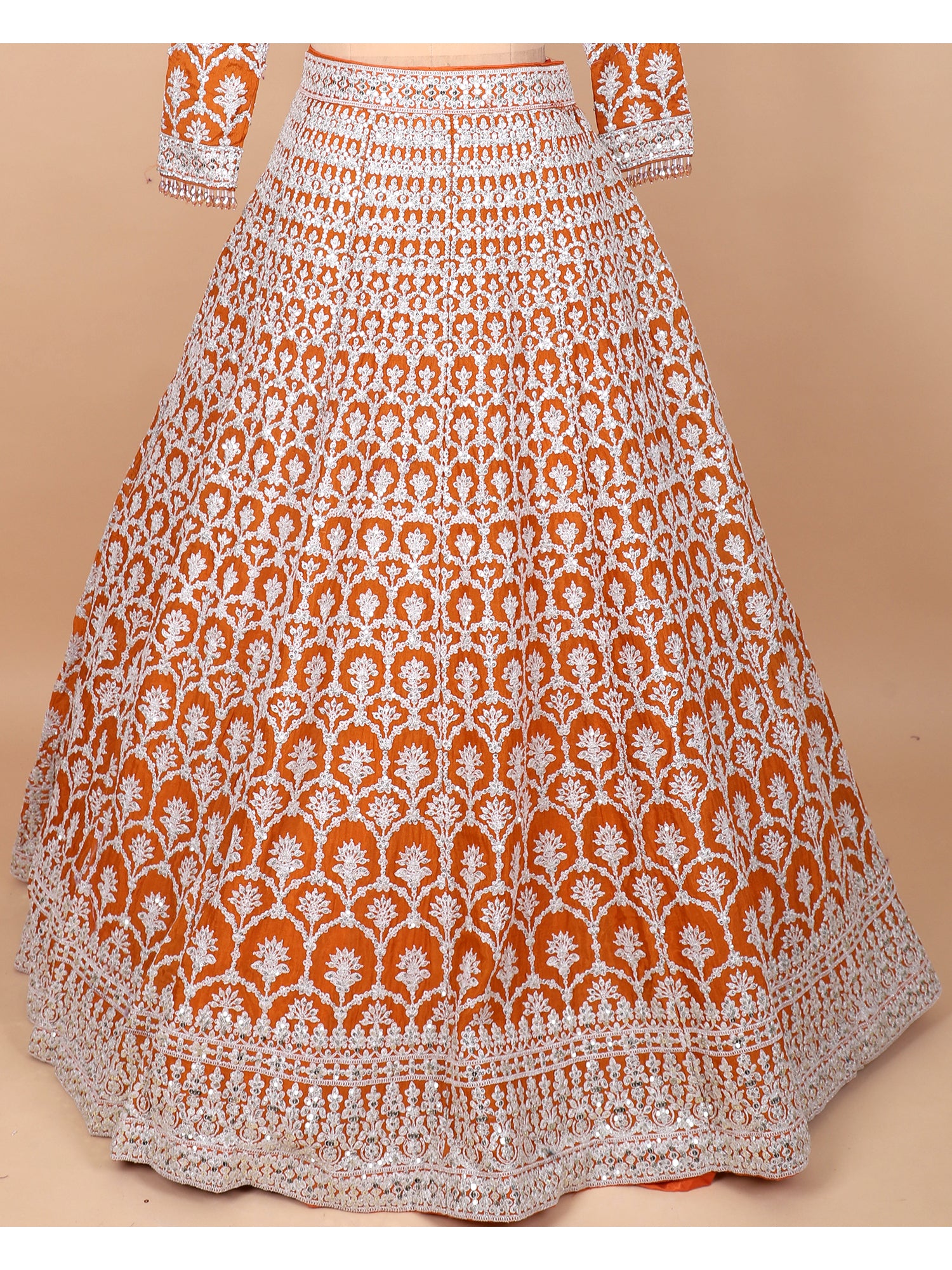 Sunflare Mustard Orange Georgette Lehenga