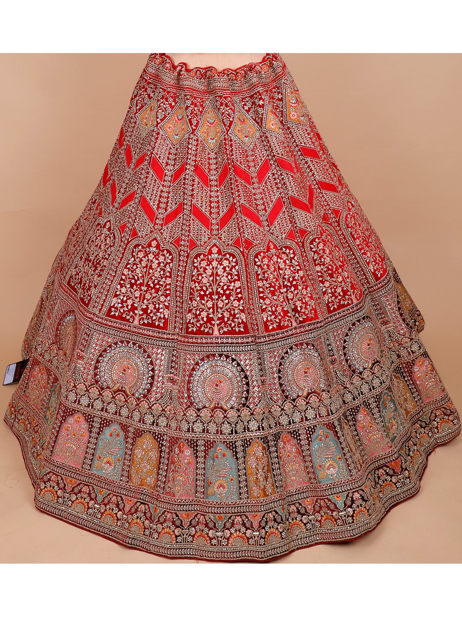Red Velvet Bridal Lehenga With Multi Work