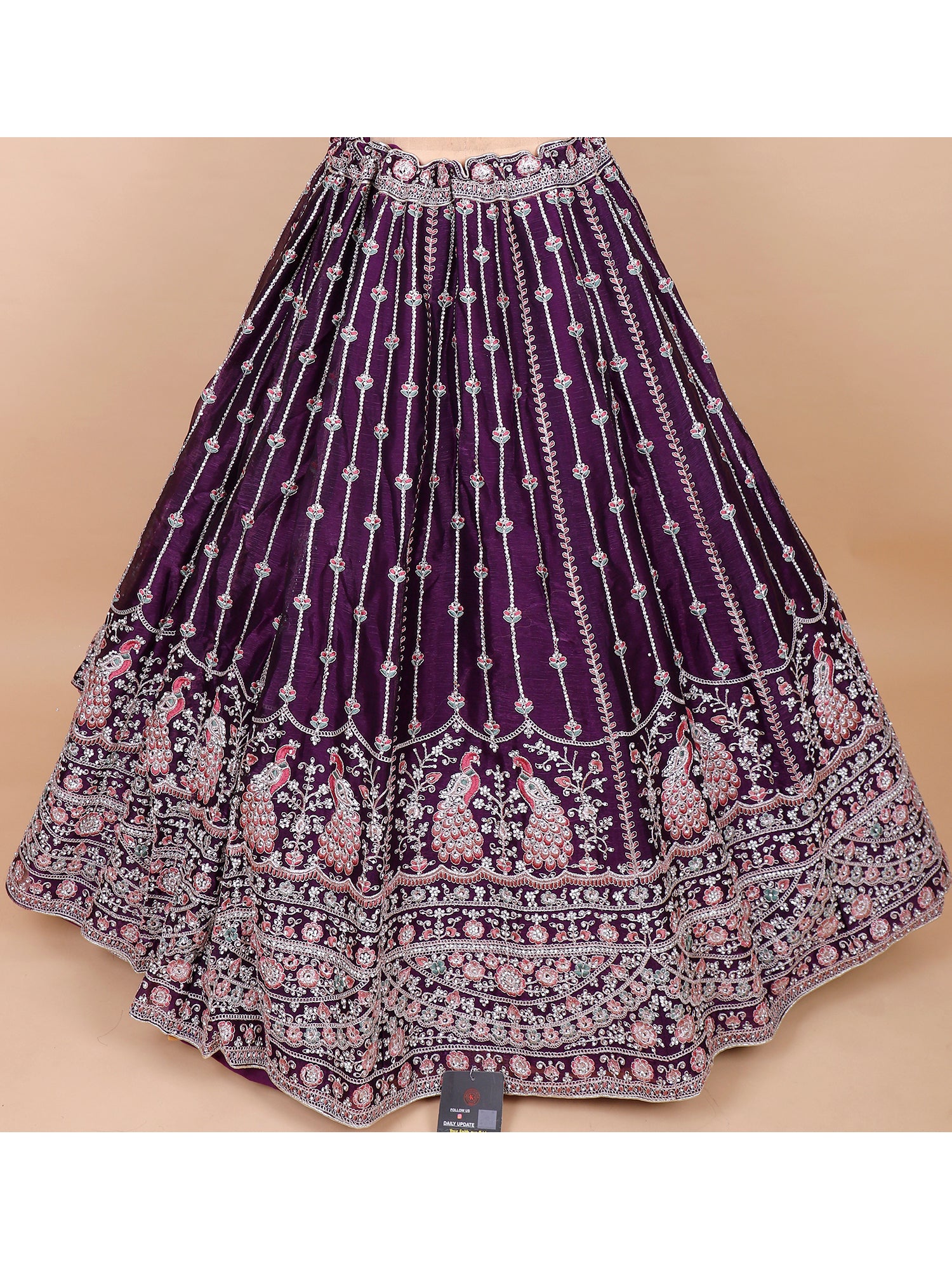 Dark Purple Bridal Jarkan Lehenga