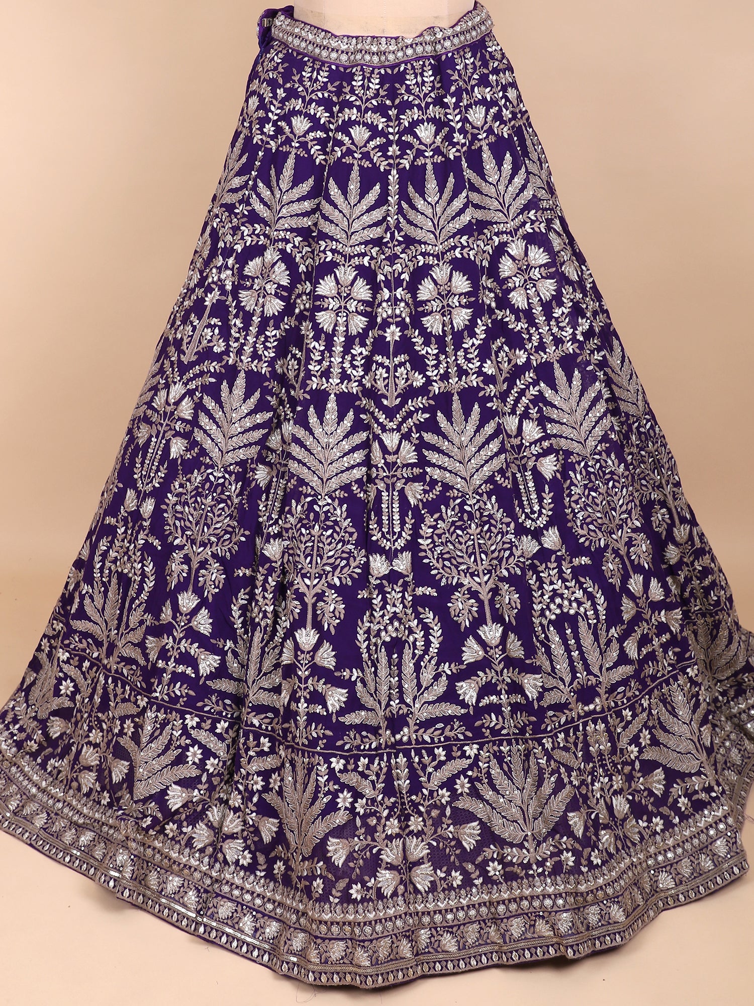 Elegant Purple Georgette Lehenga With Hand Embroidery