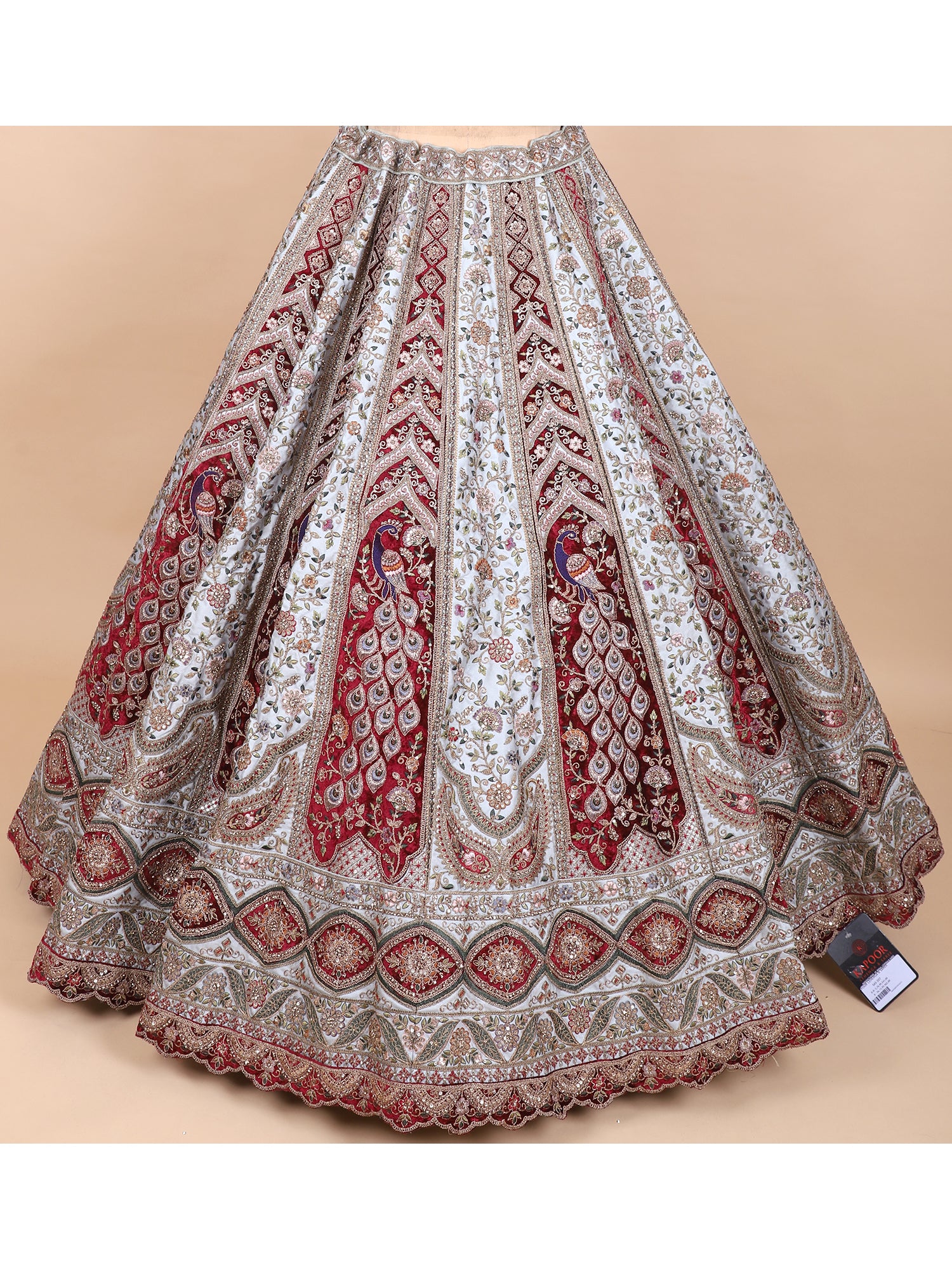 Light Pista Silk Lehenga With Handwork
