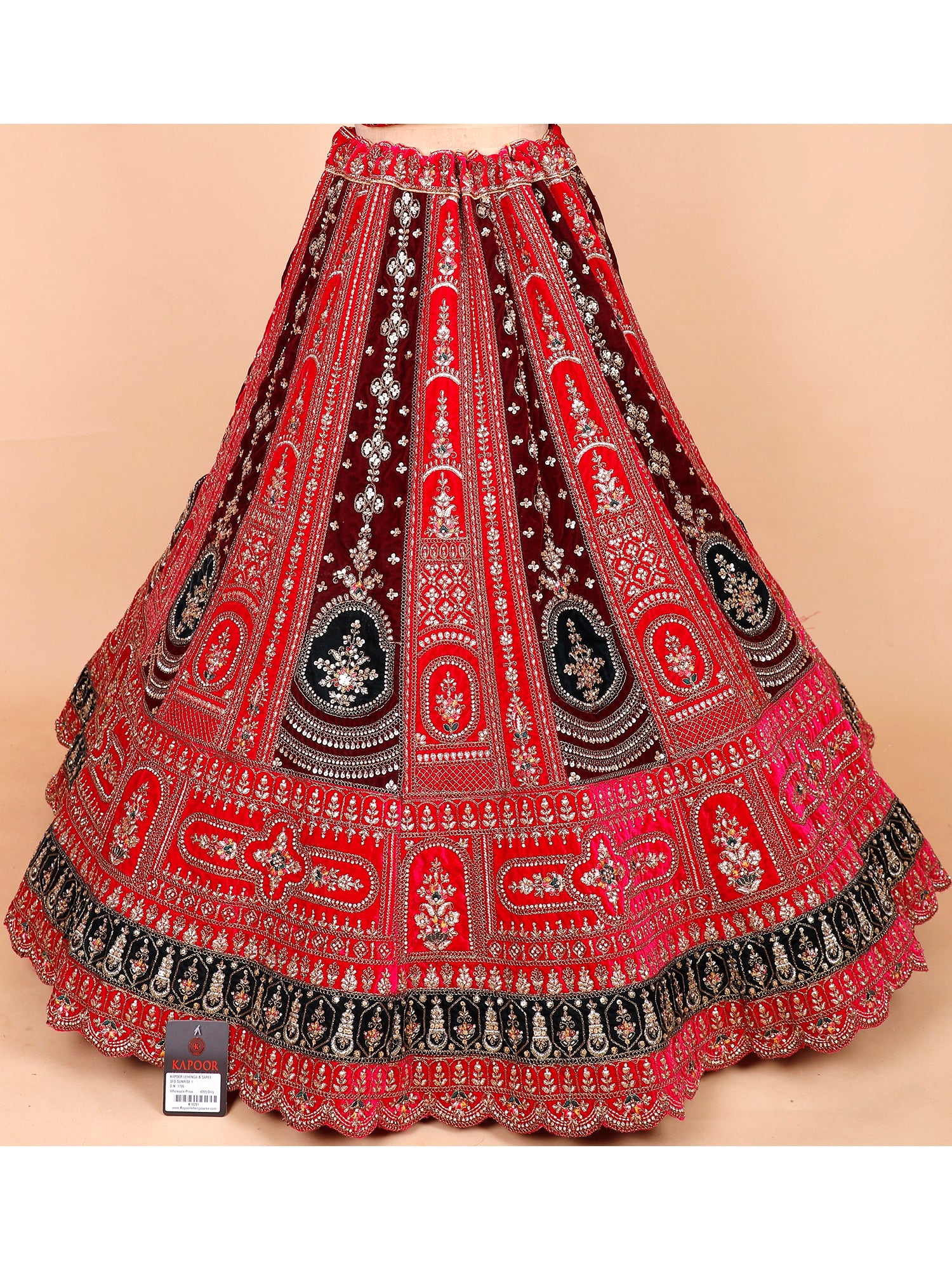 Royal Red Maroon Velvet Bridal Lehenga