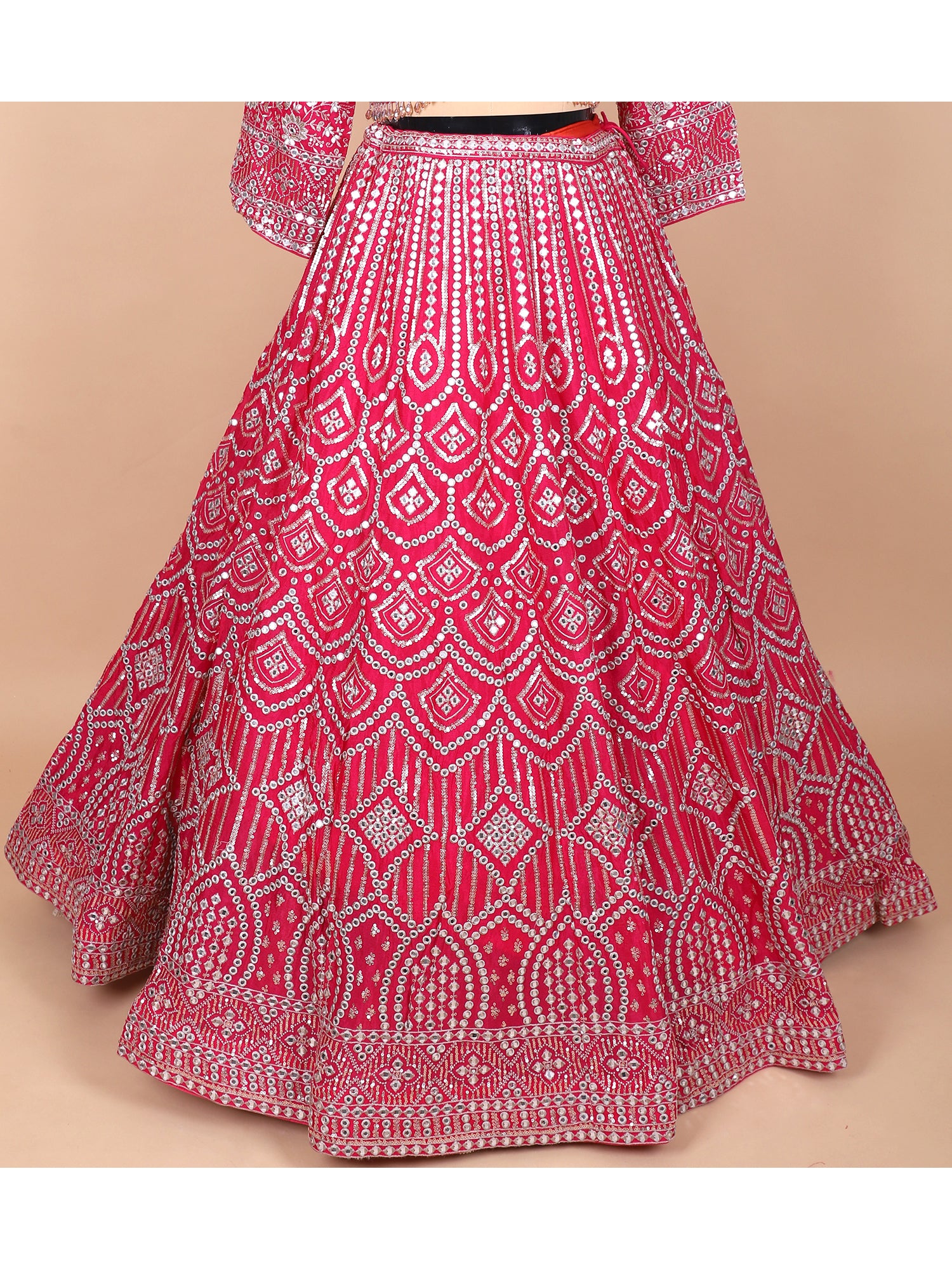 Designer Rani Pink Georgette Embroidered Lehenga