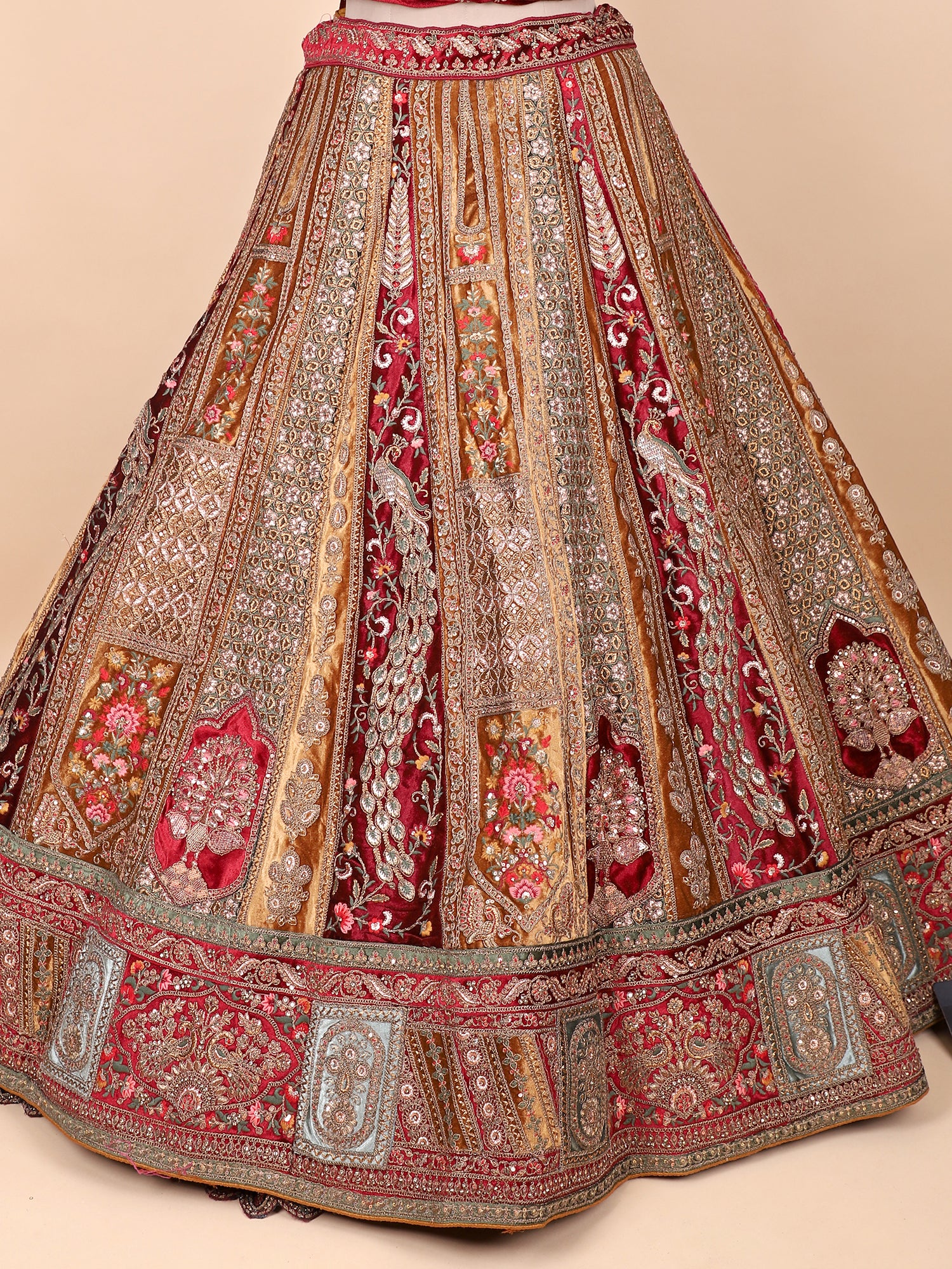Multicolor Bridal Lehenga With Jarkan Sequin Detailing