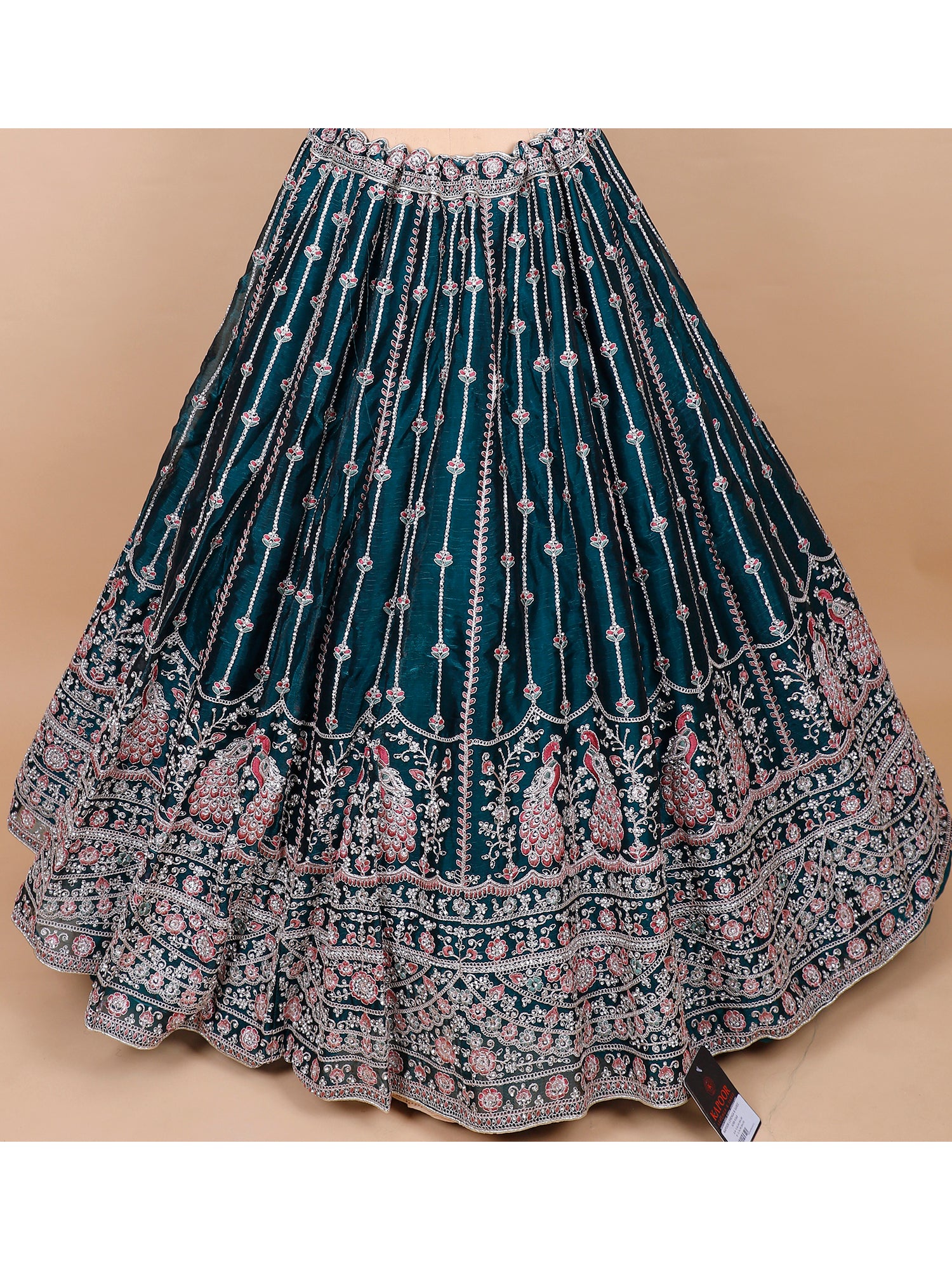 Dark Firozi Embroidered Lehenga With Jarkan