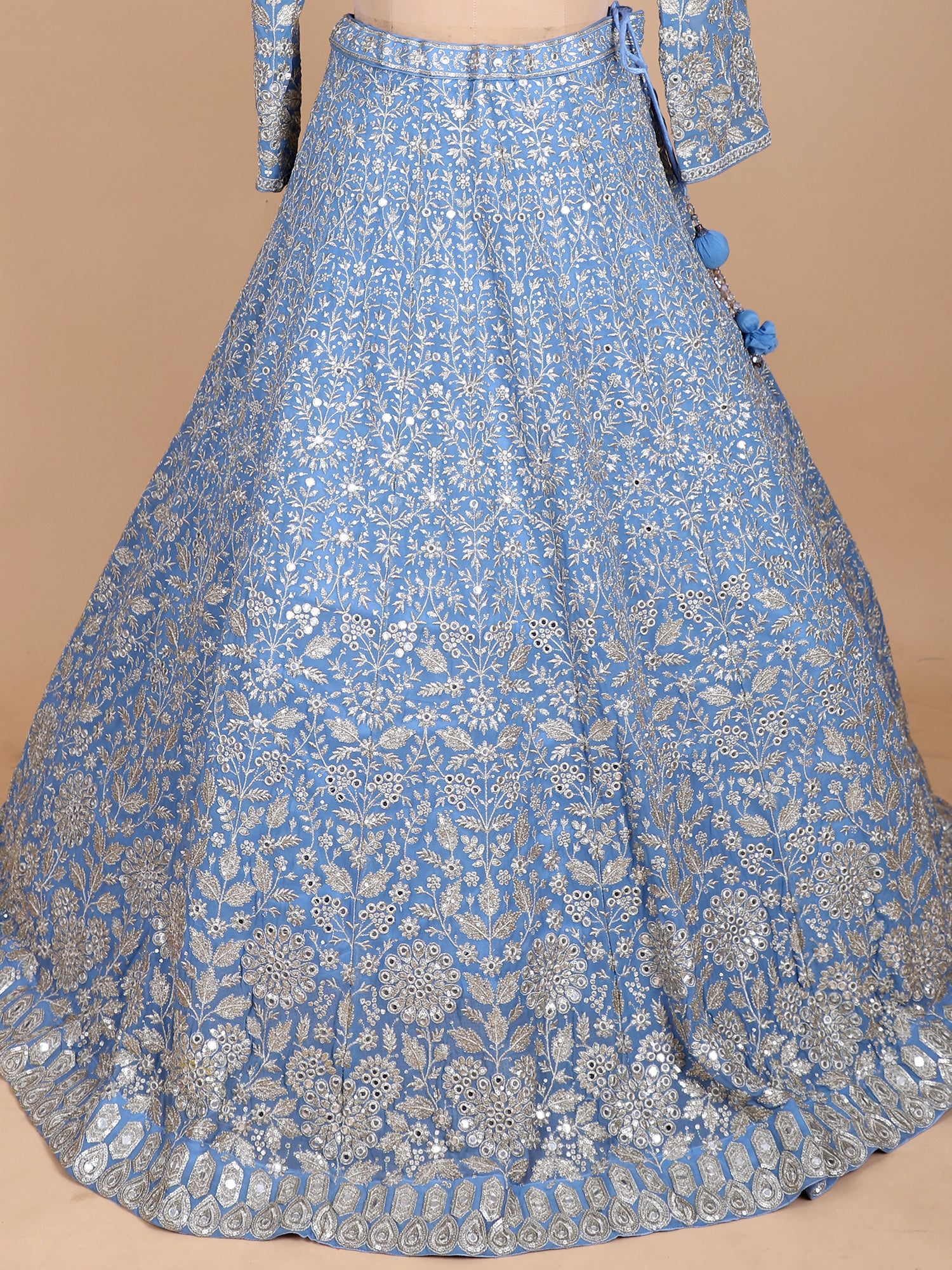 Light Blue Georgette Lehenga With Hand Embroidery