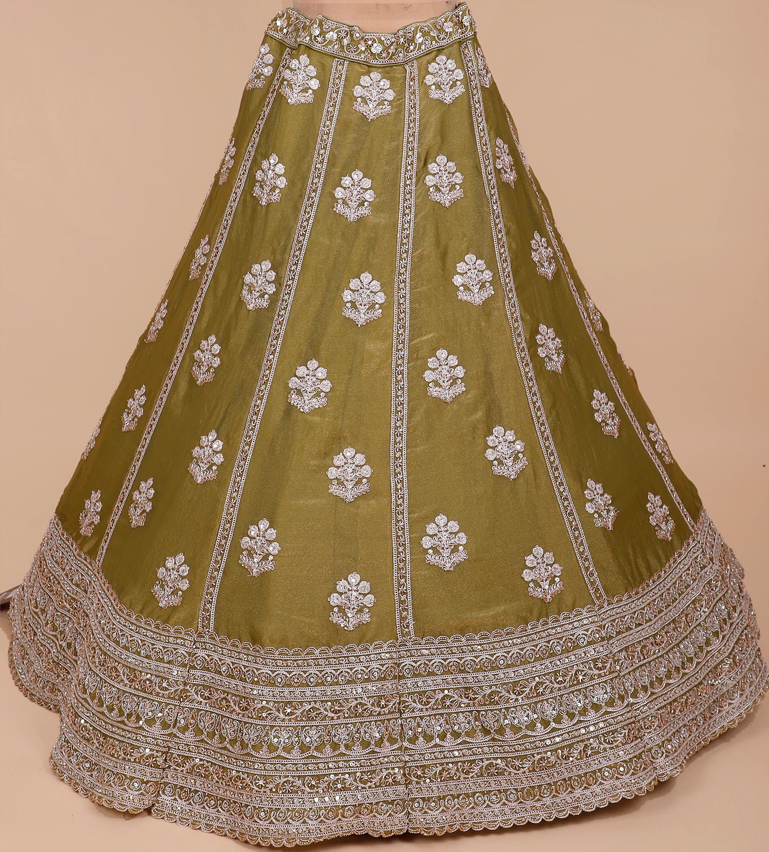 Emerald Green Shimmer Hand Beaded Lehenga