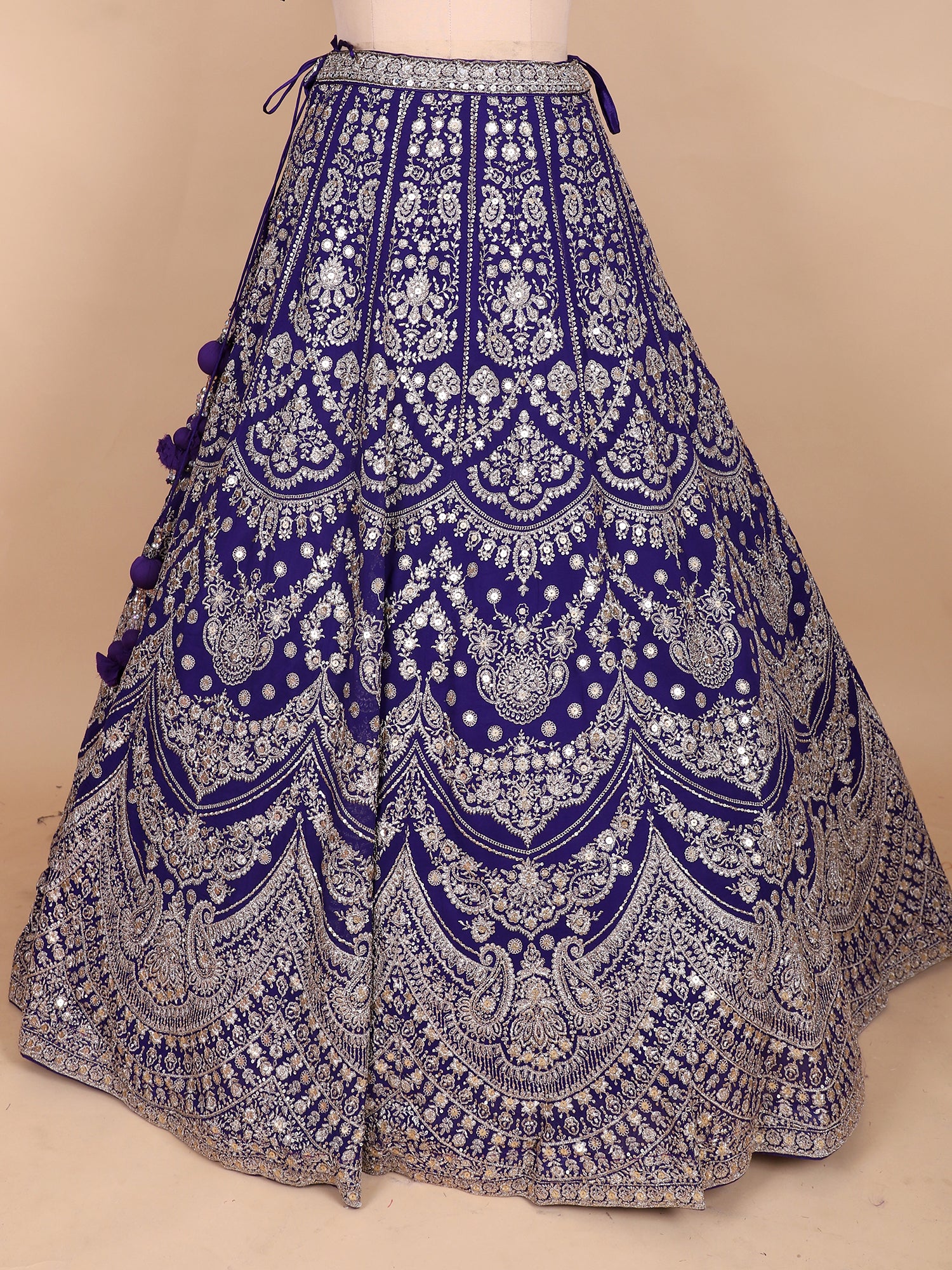 Deep Purple Georgette Lehenga With Jarkan Work