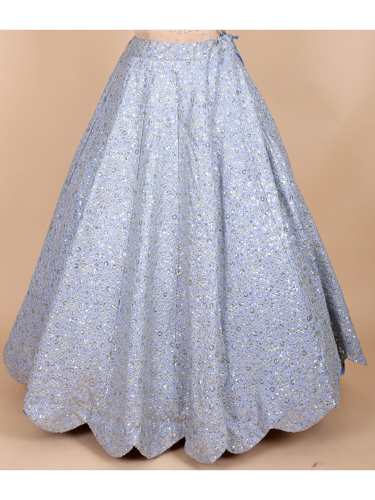 Powder Blue Georgette Embroidered Lehenga Set