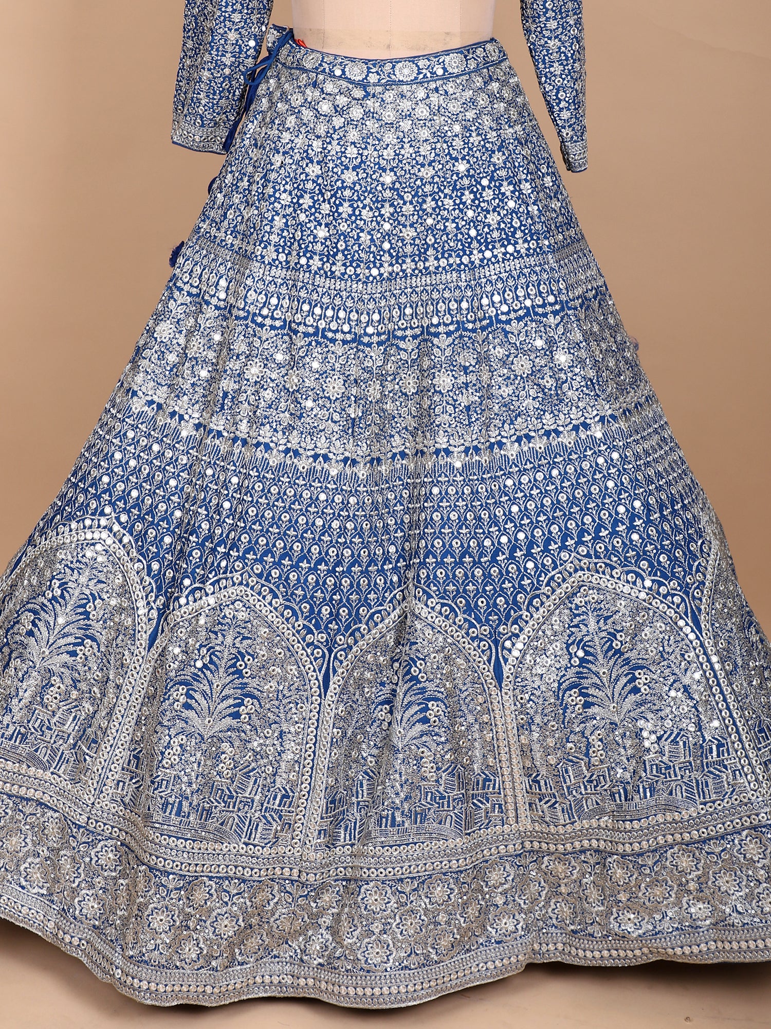 Handcrafted Royal Blue Georgette Lehenga