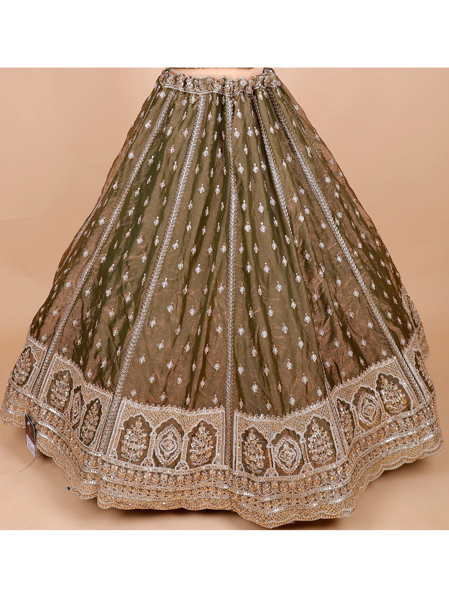 Mehendi Green Handwork Designer Lehenga