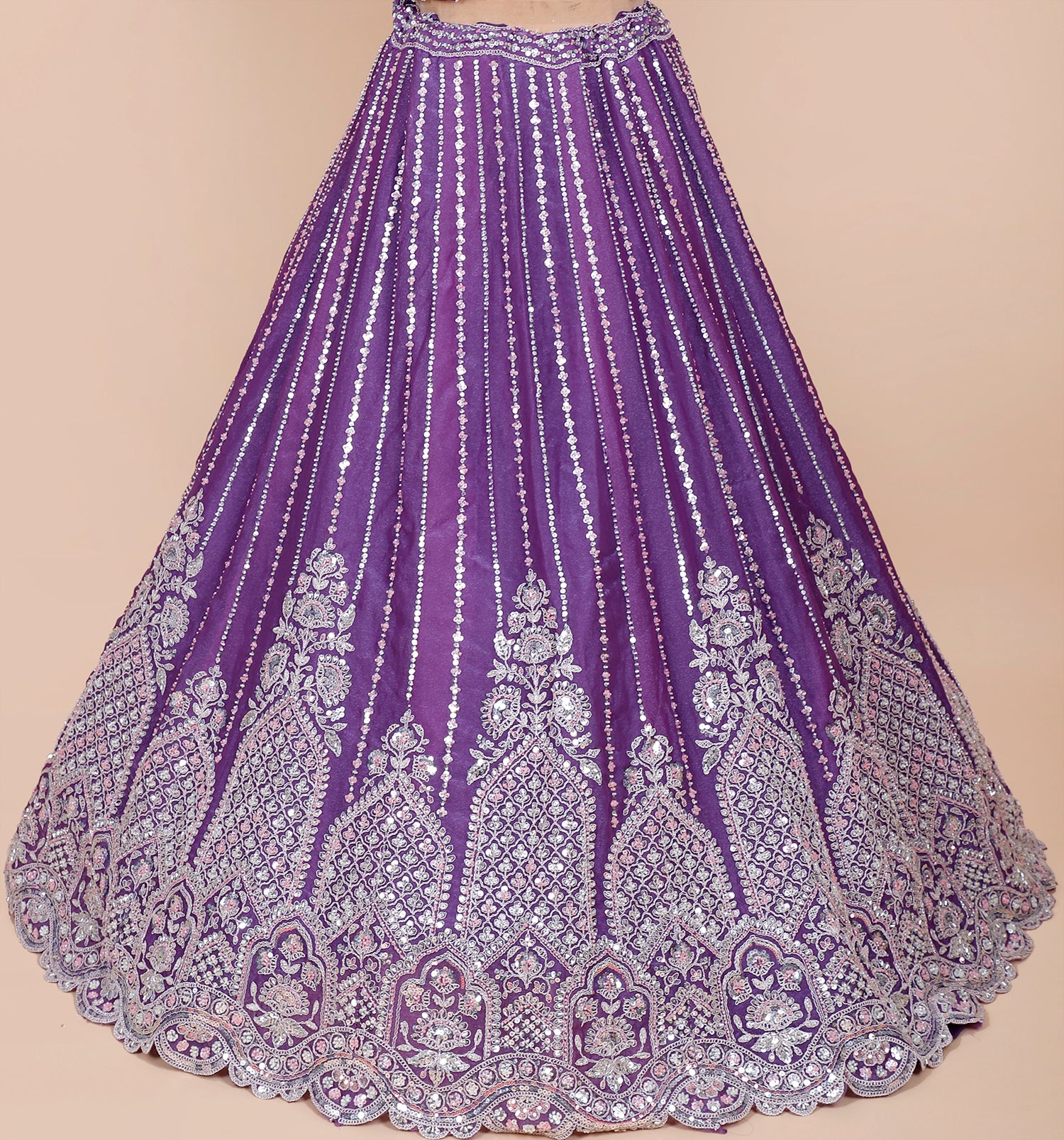 Purple Shimmer Lehenga With Beads