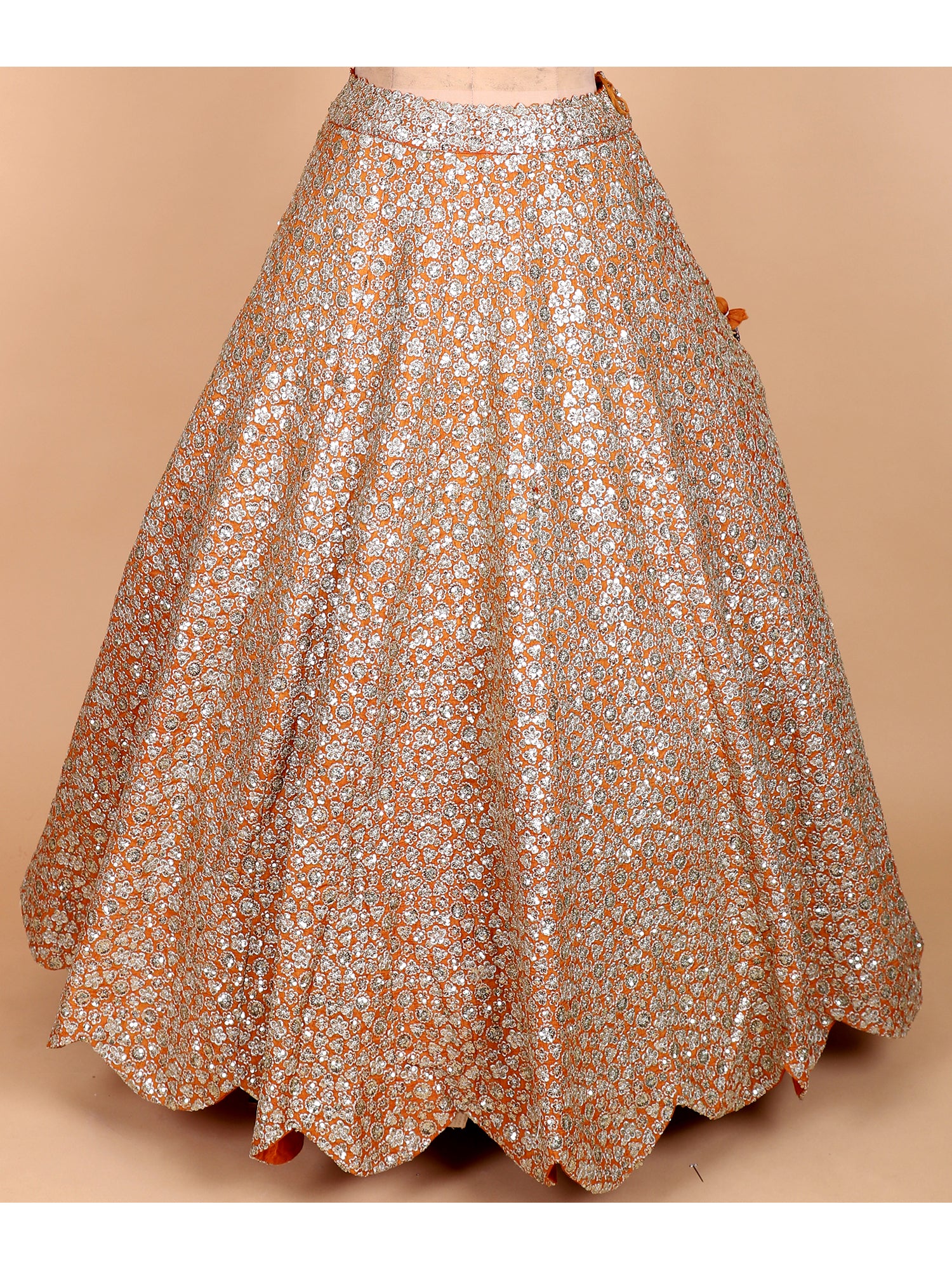 Orange Georgette Embroidered Lehenga Set