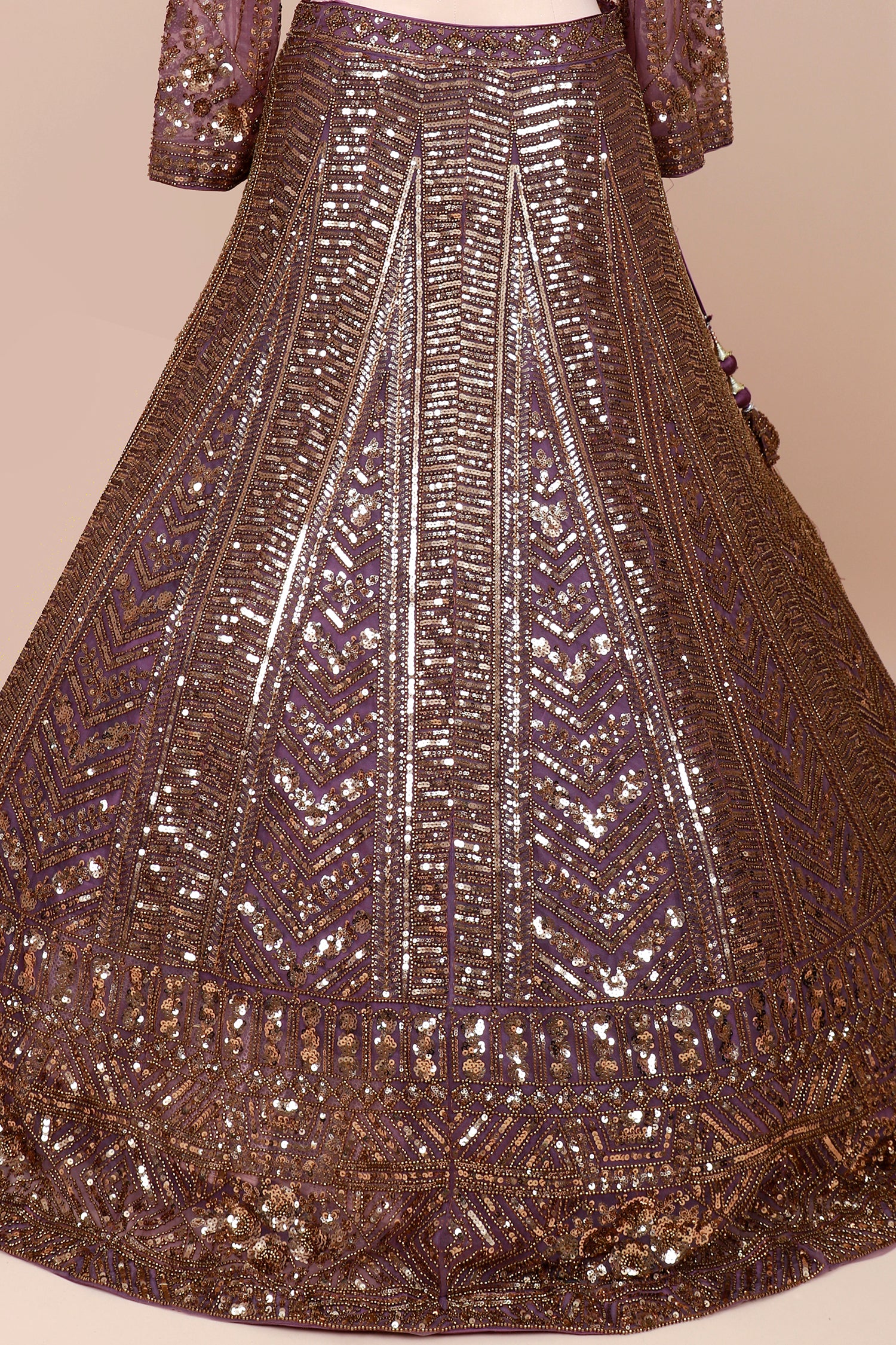 Purple Net Bronze Jarkan Lehenga