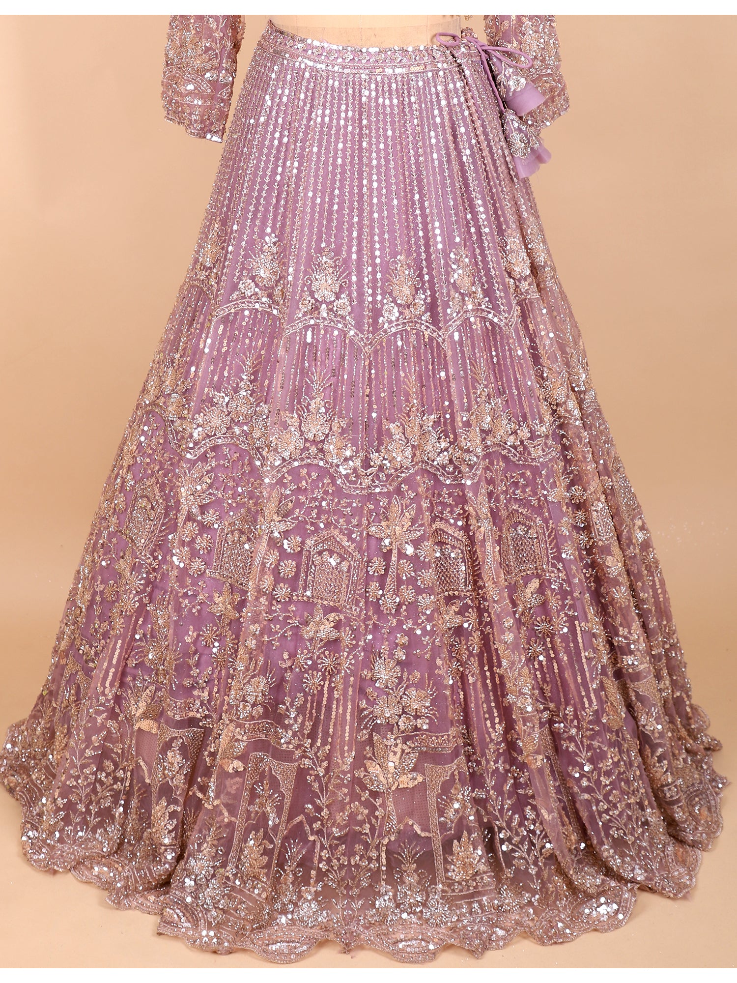Lilac Dream Lavender Glasscut Handwork Lehenga