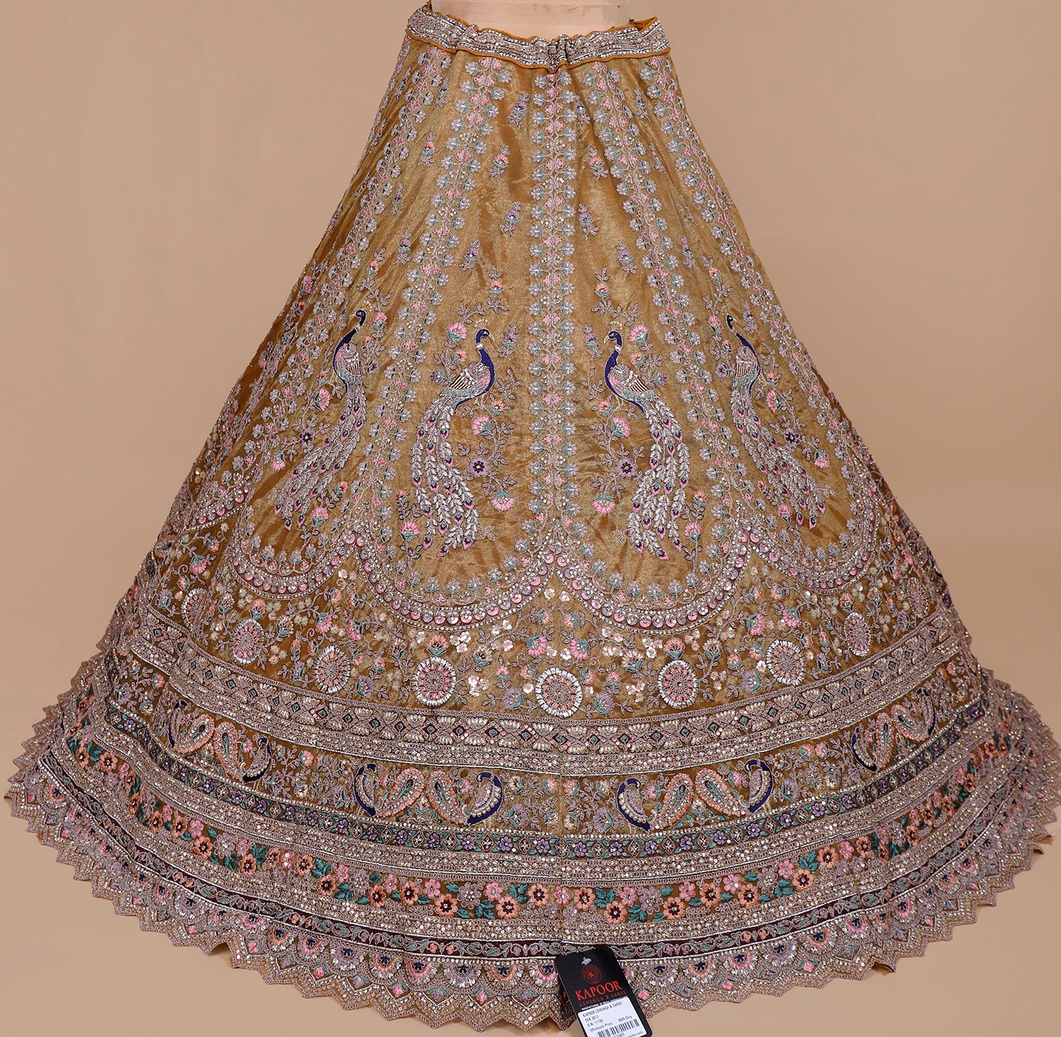 Copper Gold Shimmer Lehenga With Intricate Jarkan