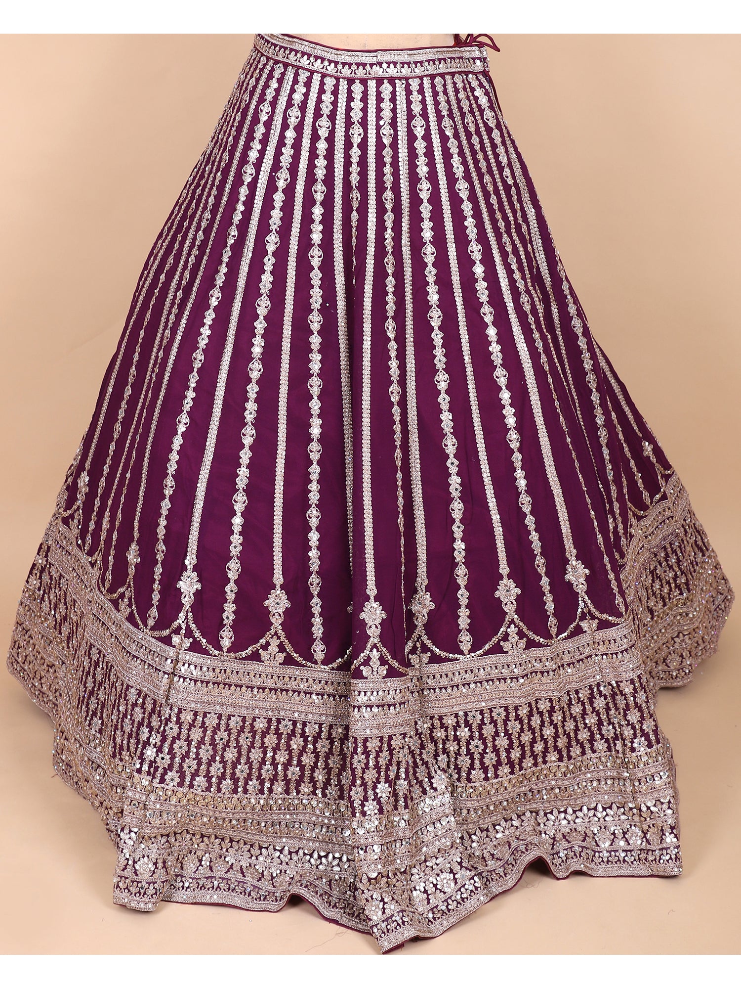 Elegant Dark Maroon Threadwork Lehenga For Weddings