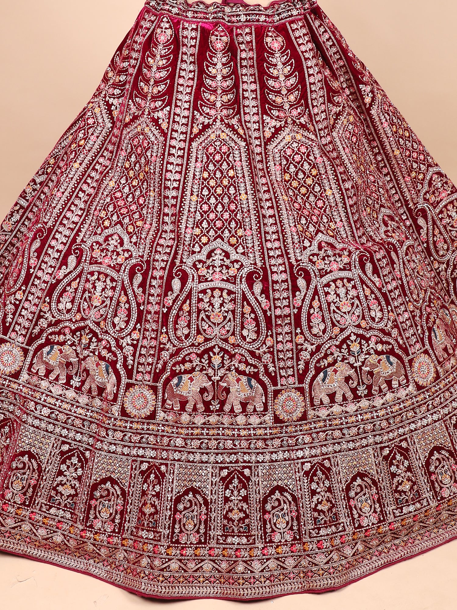 Deep Maroon Bridal Lehenga With Radiant Hand Embellishments