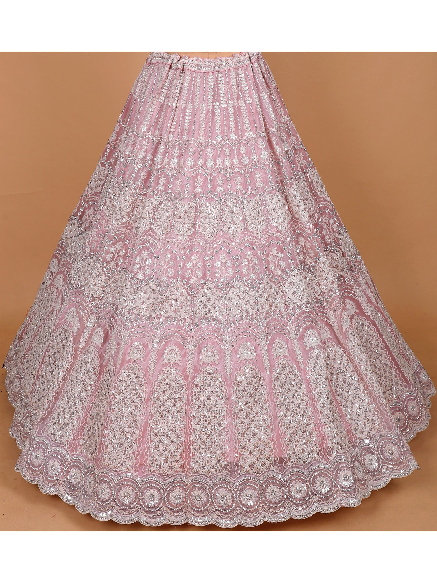 Baby Pink Net Sider Lehenga