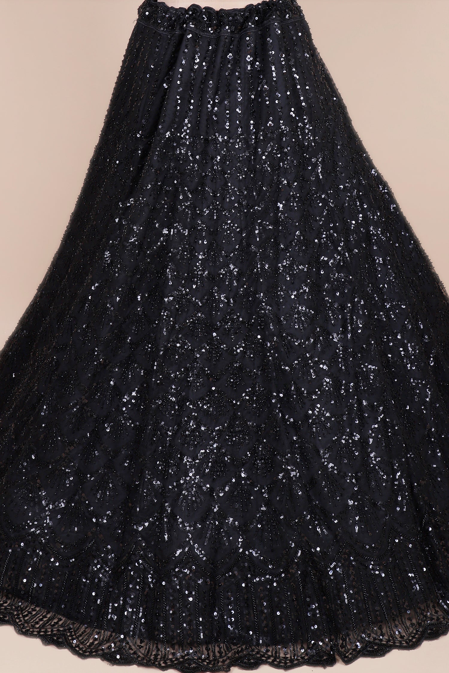Black Designer Net Lehenga With Sequins