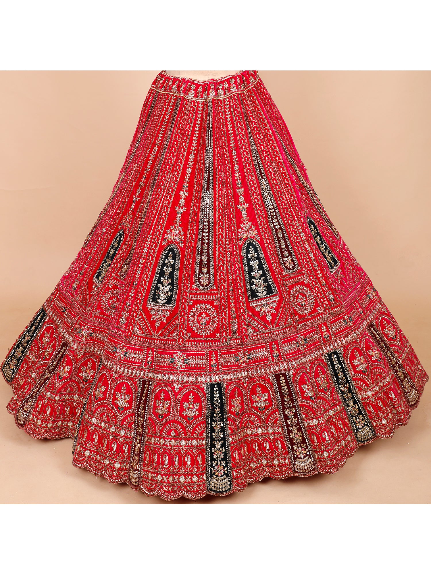 Red Velvet Bridal Lehenga Heavy Embroidery