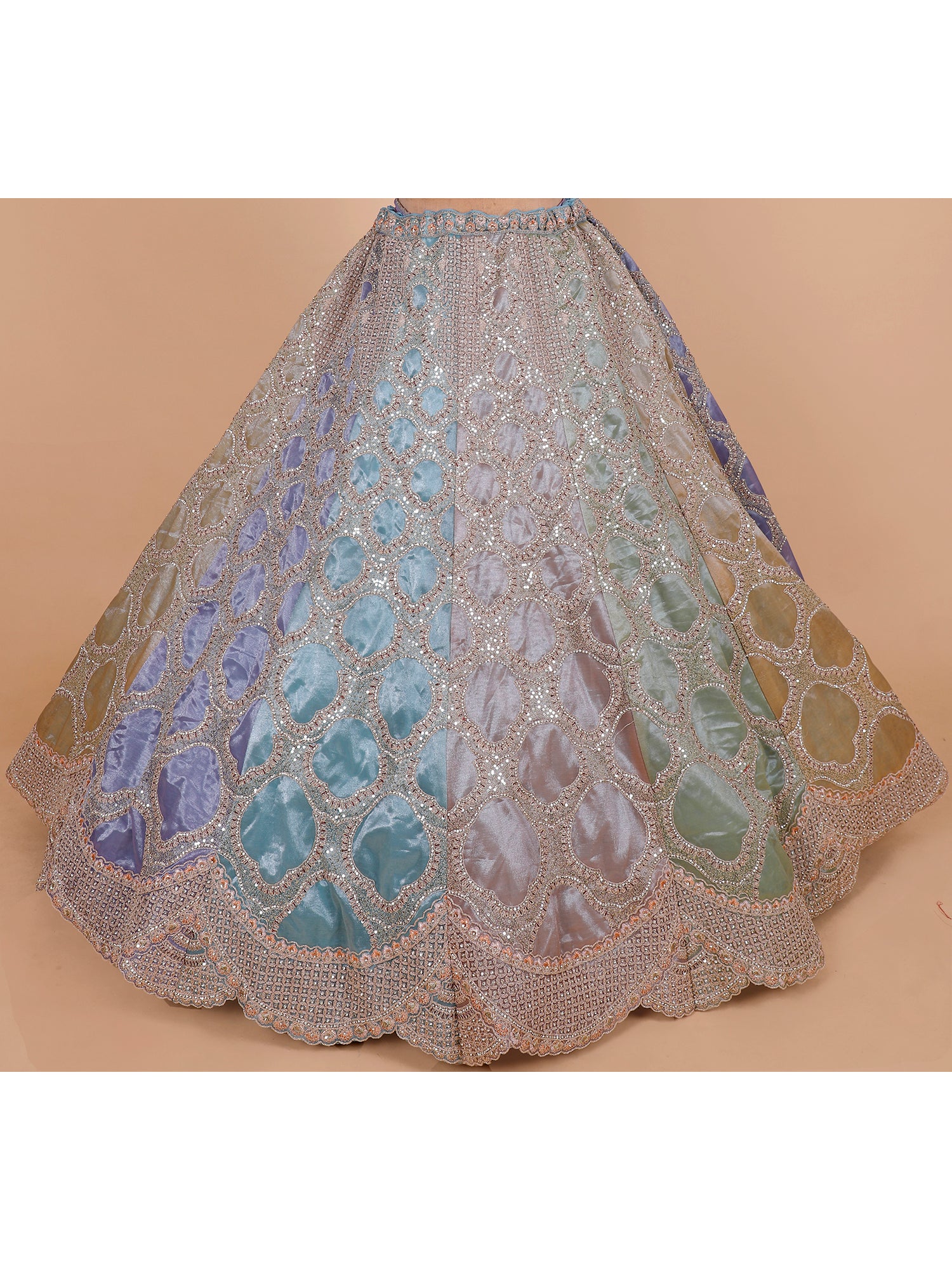 Rama Blue Jimmy Choo Embroidered Lehenga