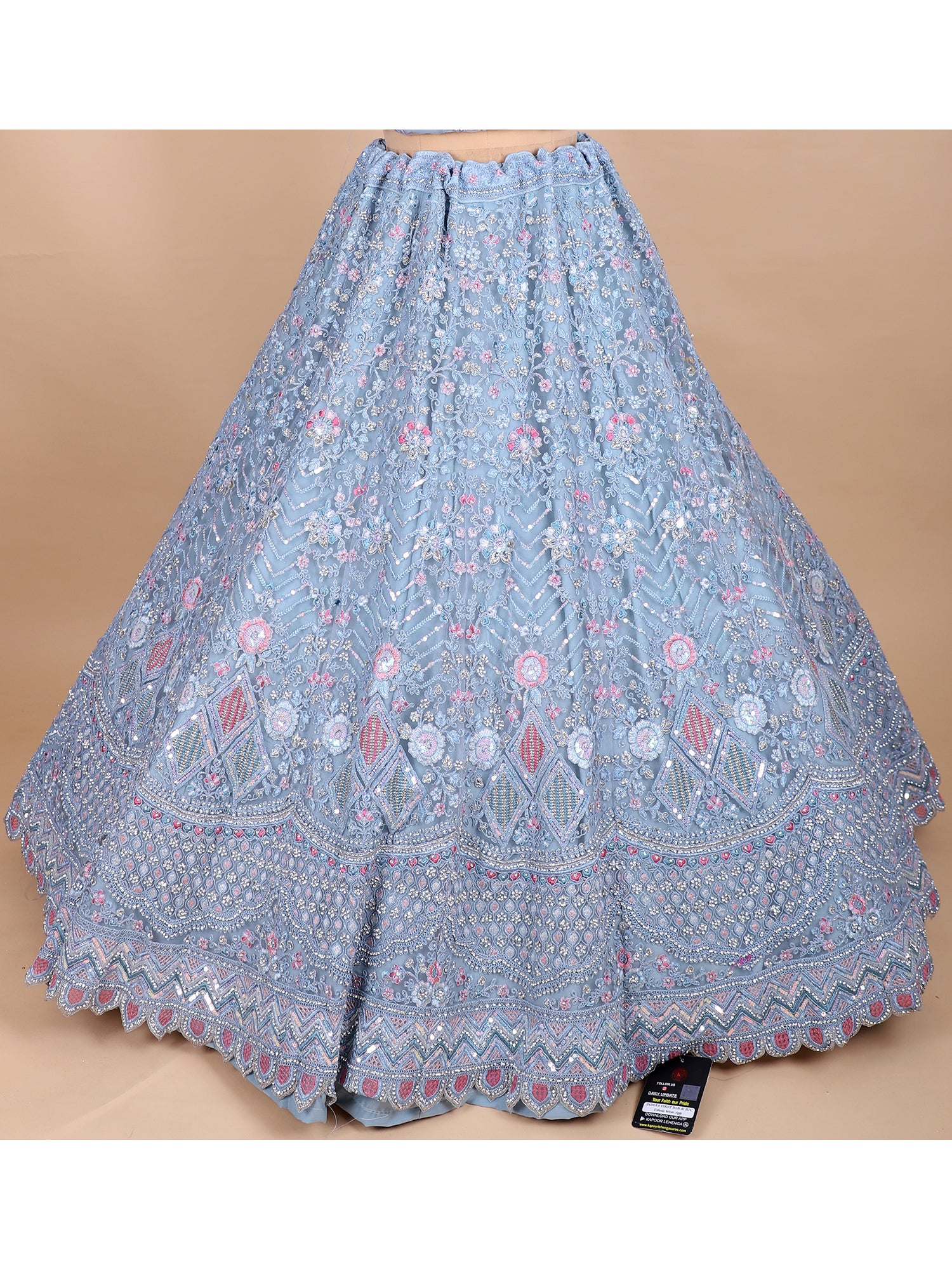 Ky Blue Net Jarkan Lehenga – Elegant Bridal & Party Wear