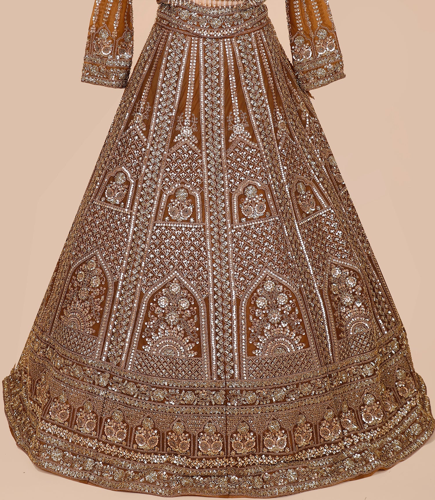 Copper Gold Net Crop Top With Thread