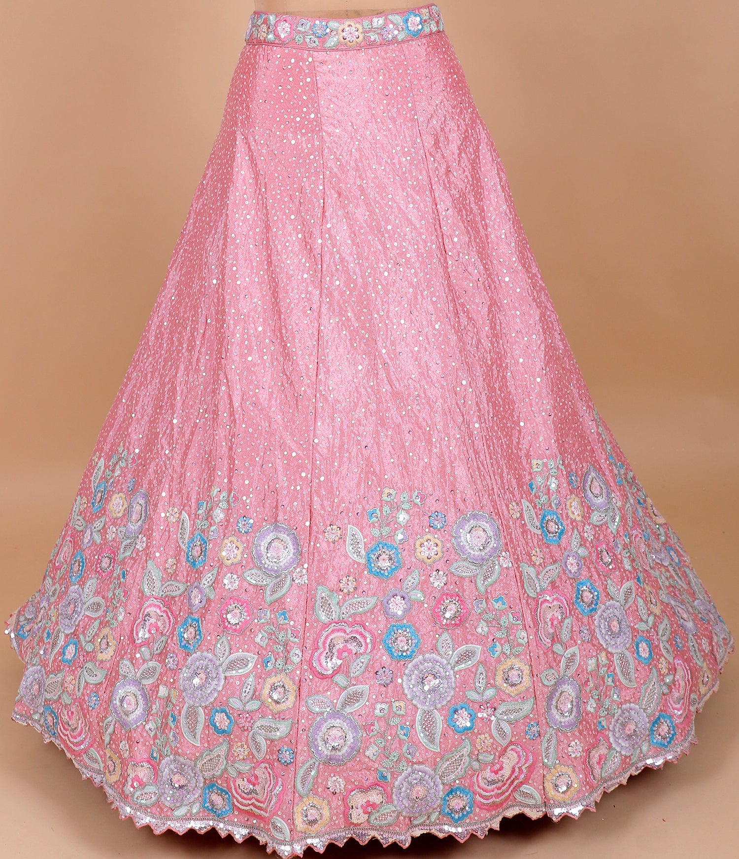 Pink Chinon Lehenga With Jarkan Work