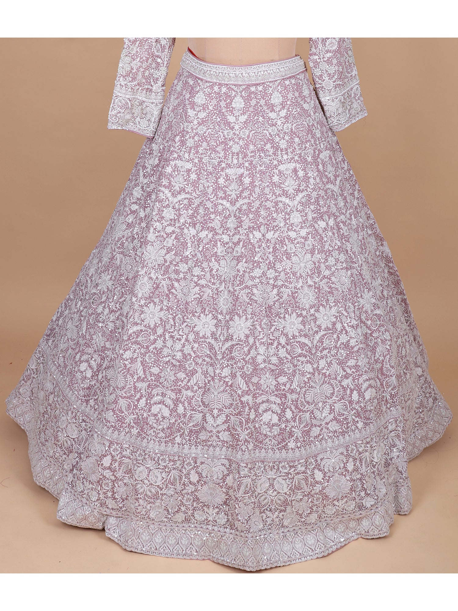 Lavender Lehenga With Thread Work And Dupatta