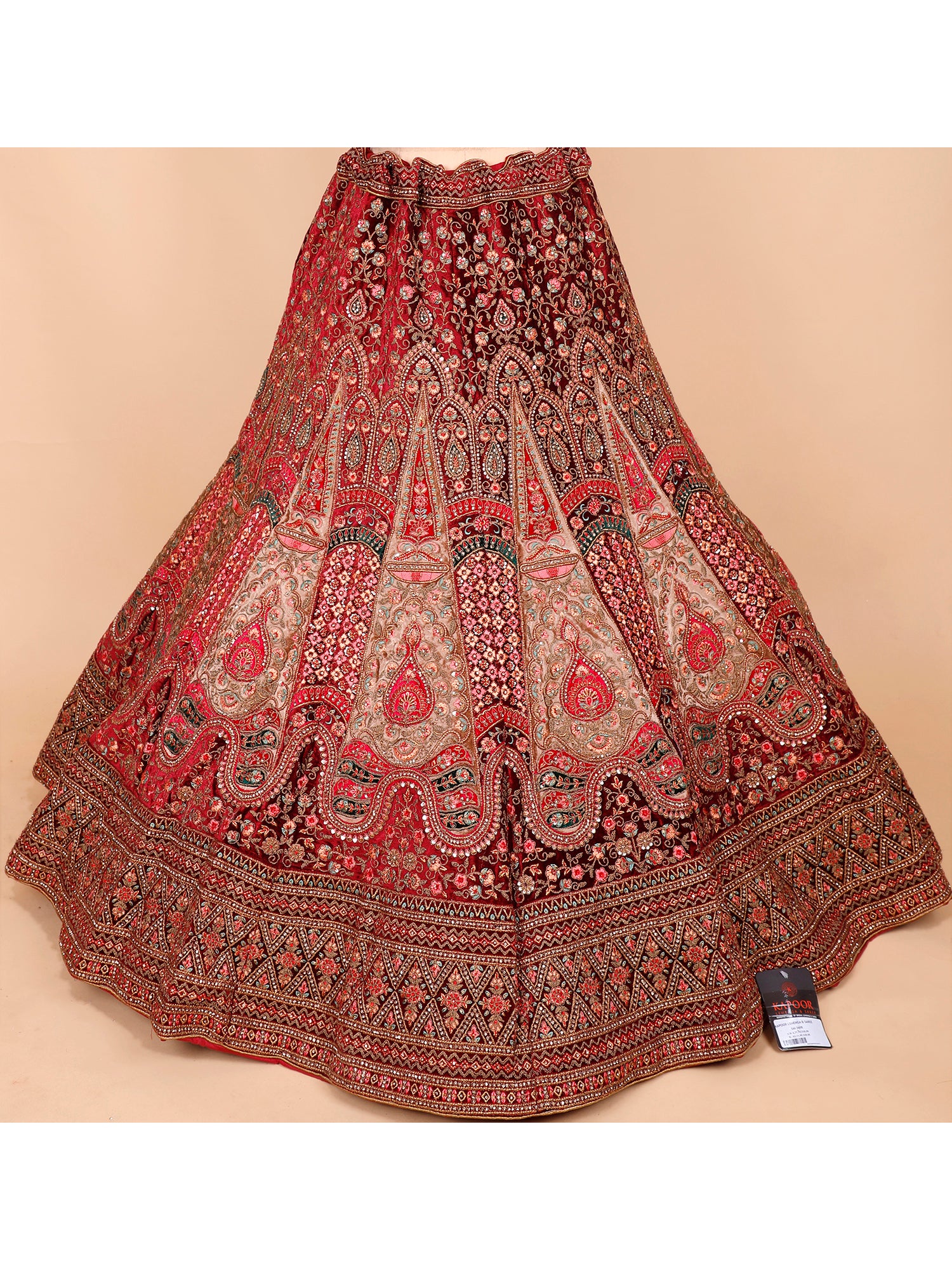 Multi Velvet Bridal Lehenga With Patch