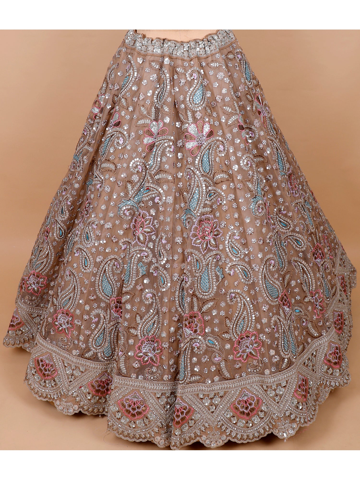 Brown Couture Lehenga With Hand Embroidery