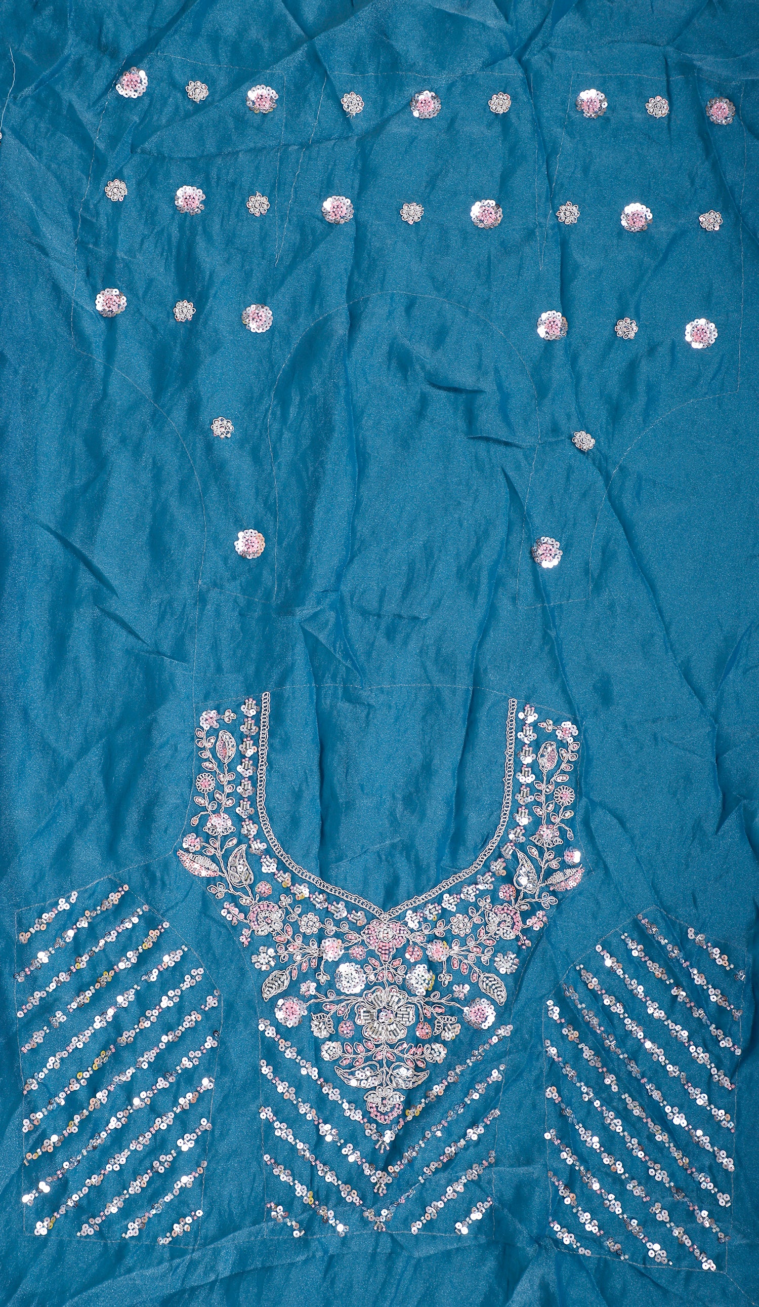 Rama Blue Shimmer Lehenga With Beads