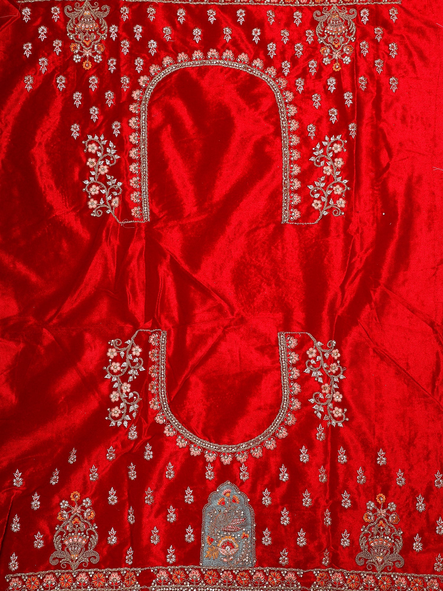 Red Velvet Bridal Lehenga With Multi Work