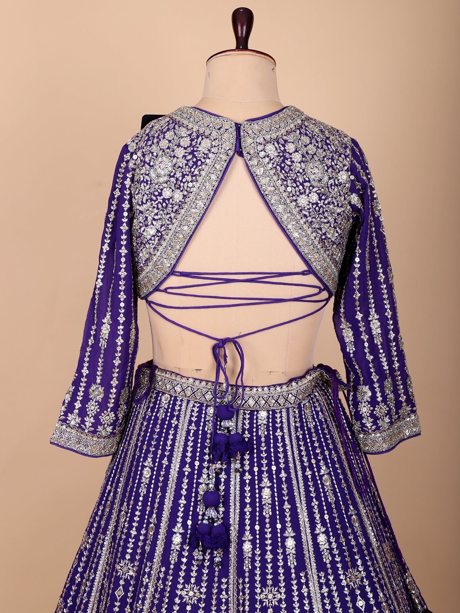Bloom Purple Georgette Lehenga With Artisan Jarkan Detailing