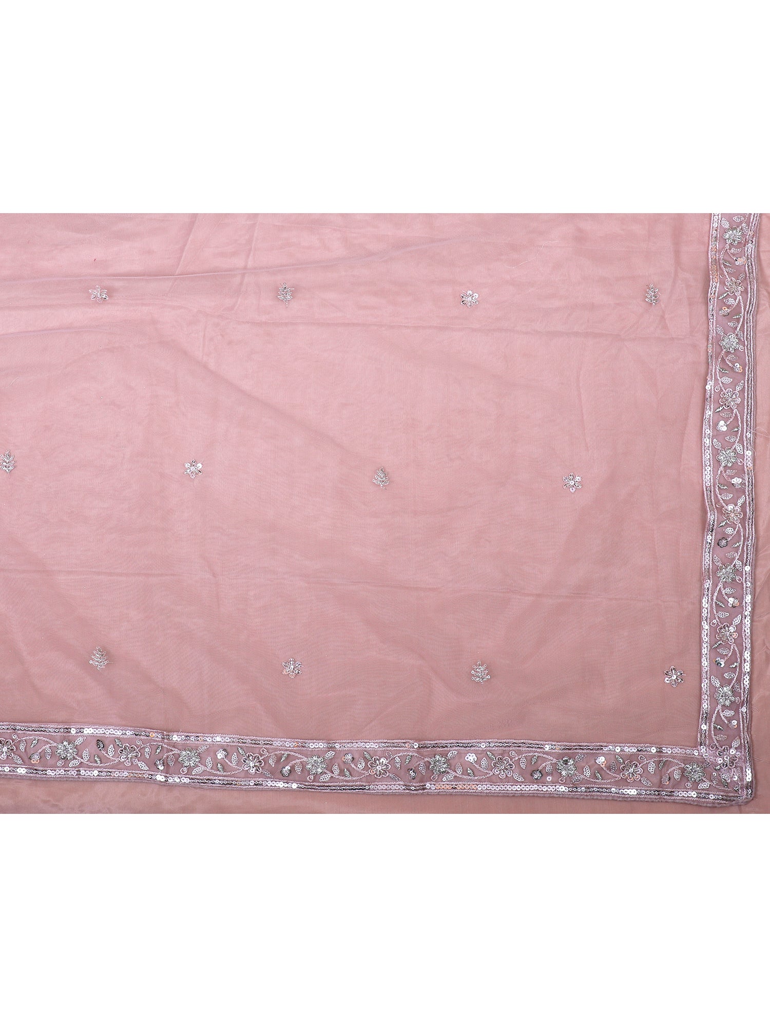 Baby Pink Net Lehenga With Sequins