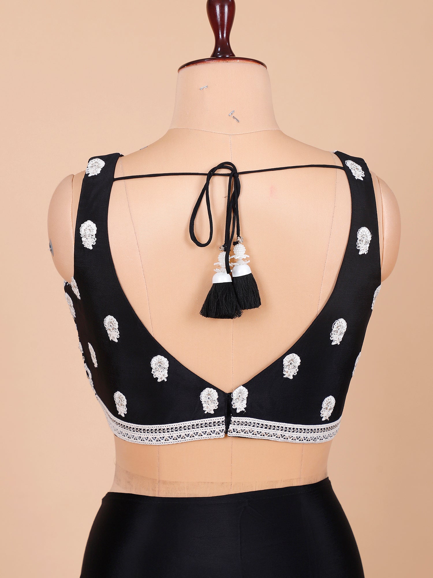 Black Saree With Silver Codding Work