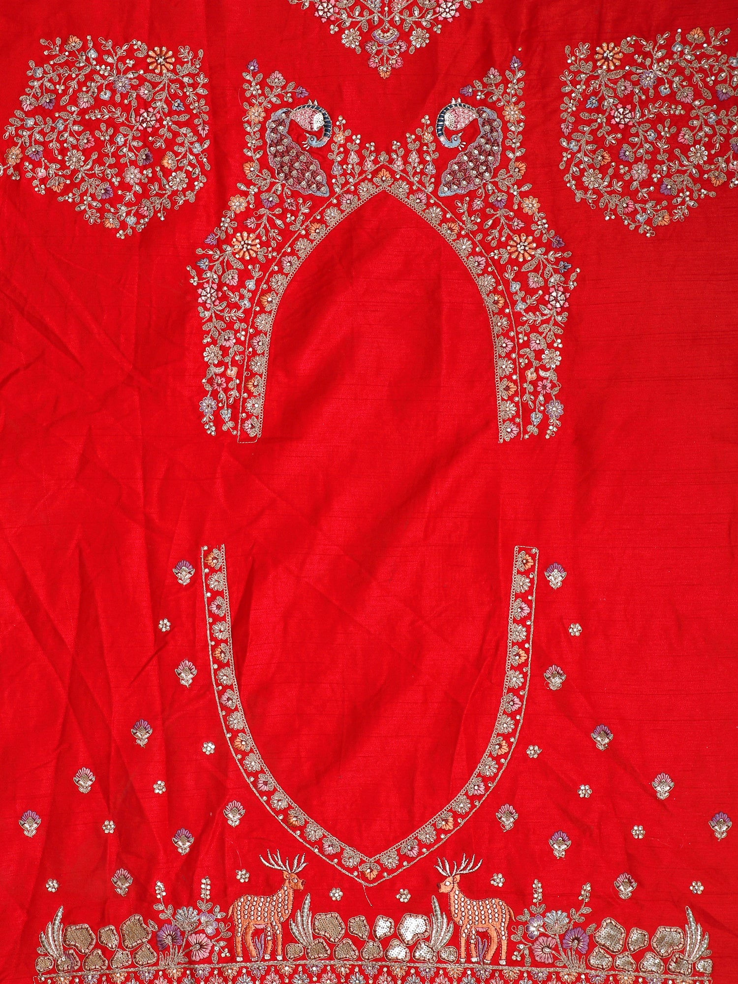 Scarlet Charm  Red Silk Lehenga With Heavy Embroidery