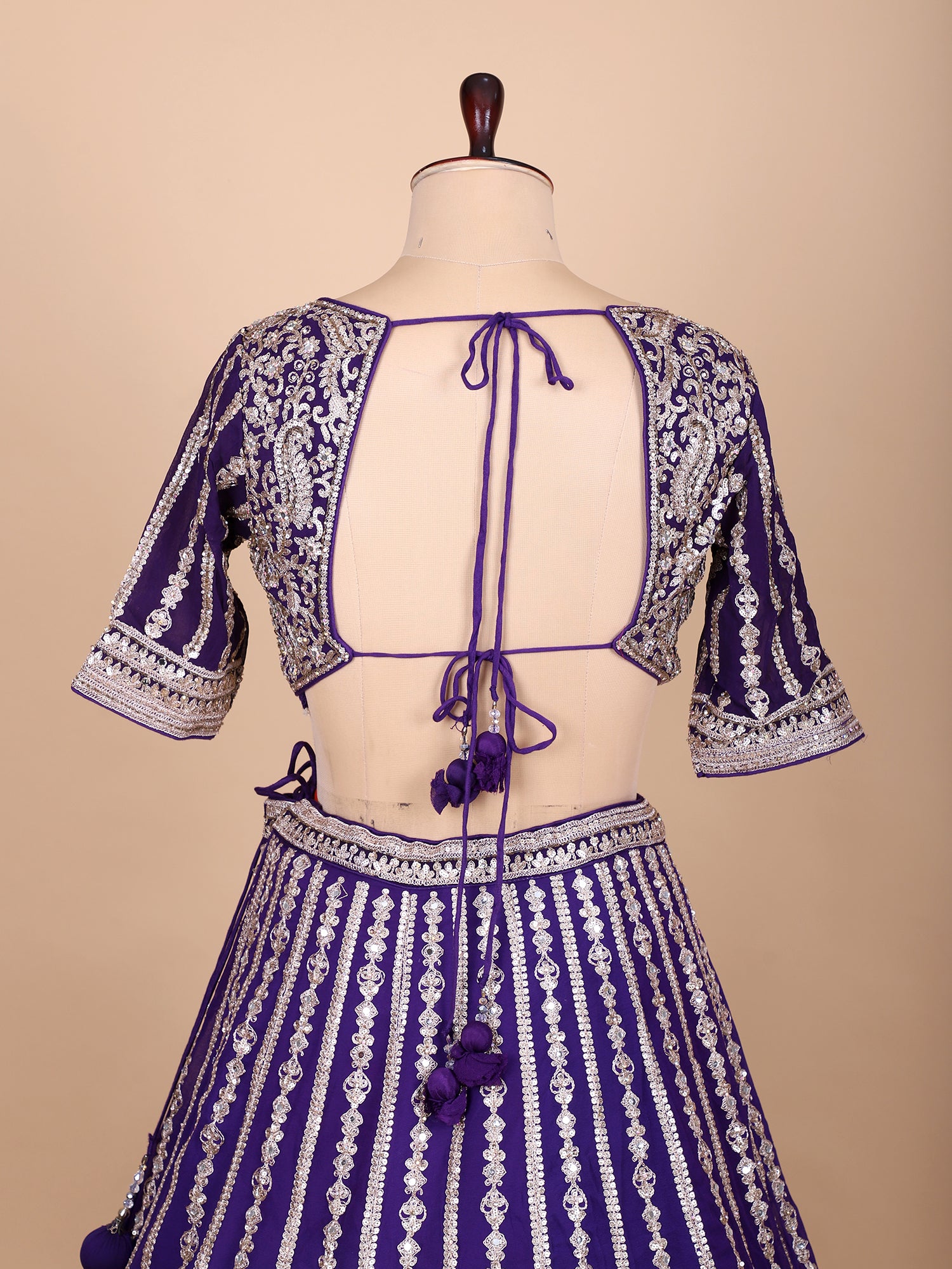 Regal Dark Purple Georgette Lehenga For Weddings
