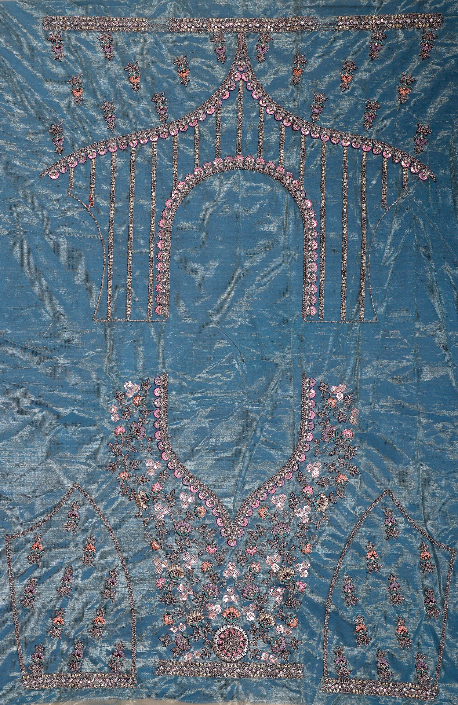 Rama Blue Shimmer Lehenga With Exquisite Multi-Thread Jarkan