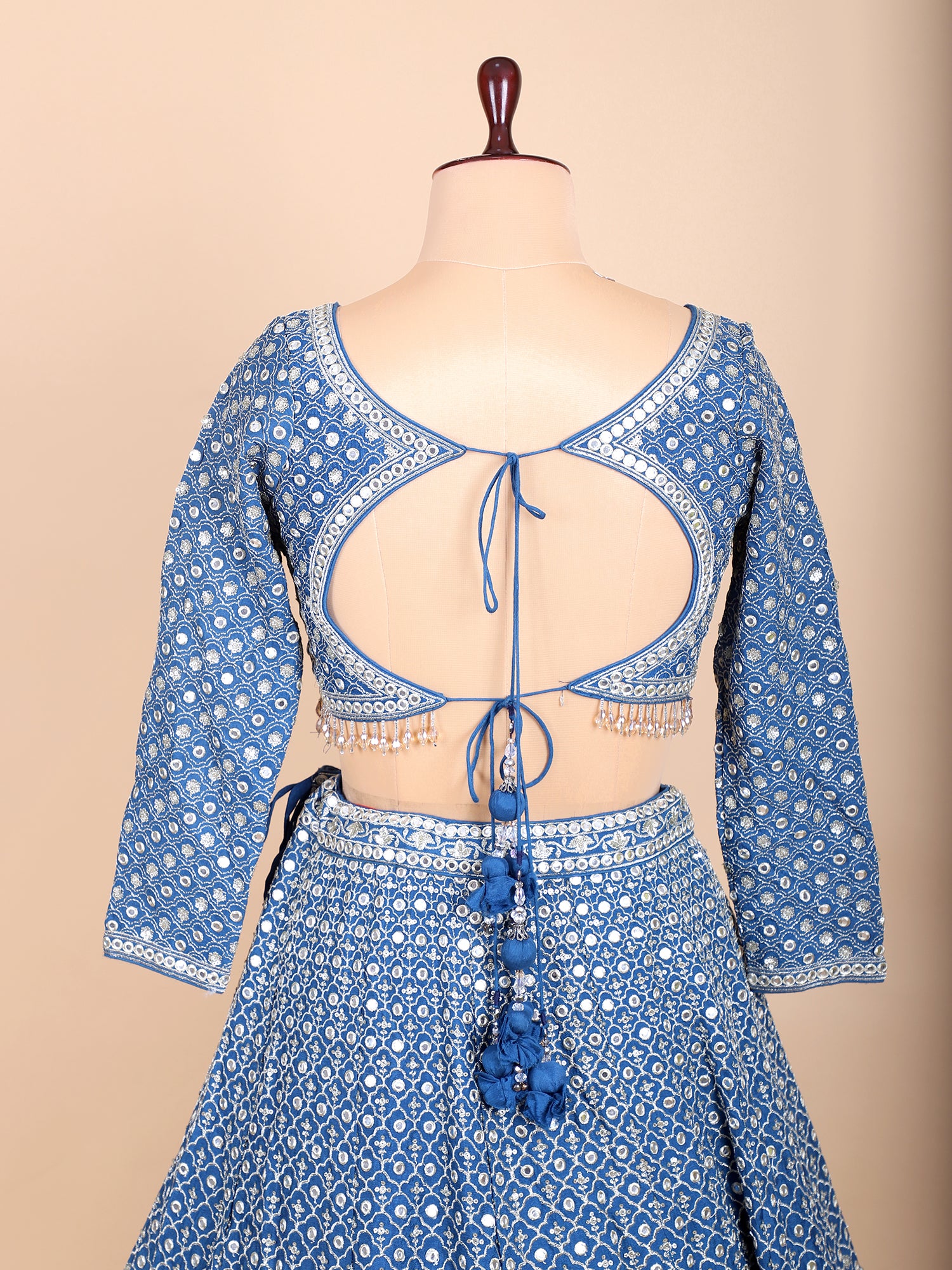 Midnight Bloom Blue Threadwork Lehenga