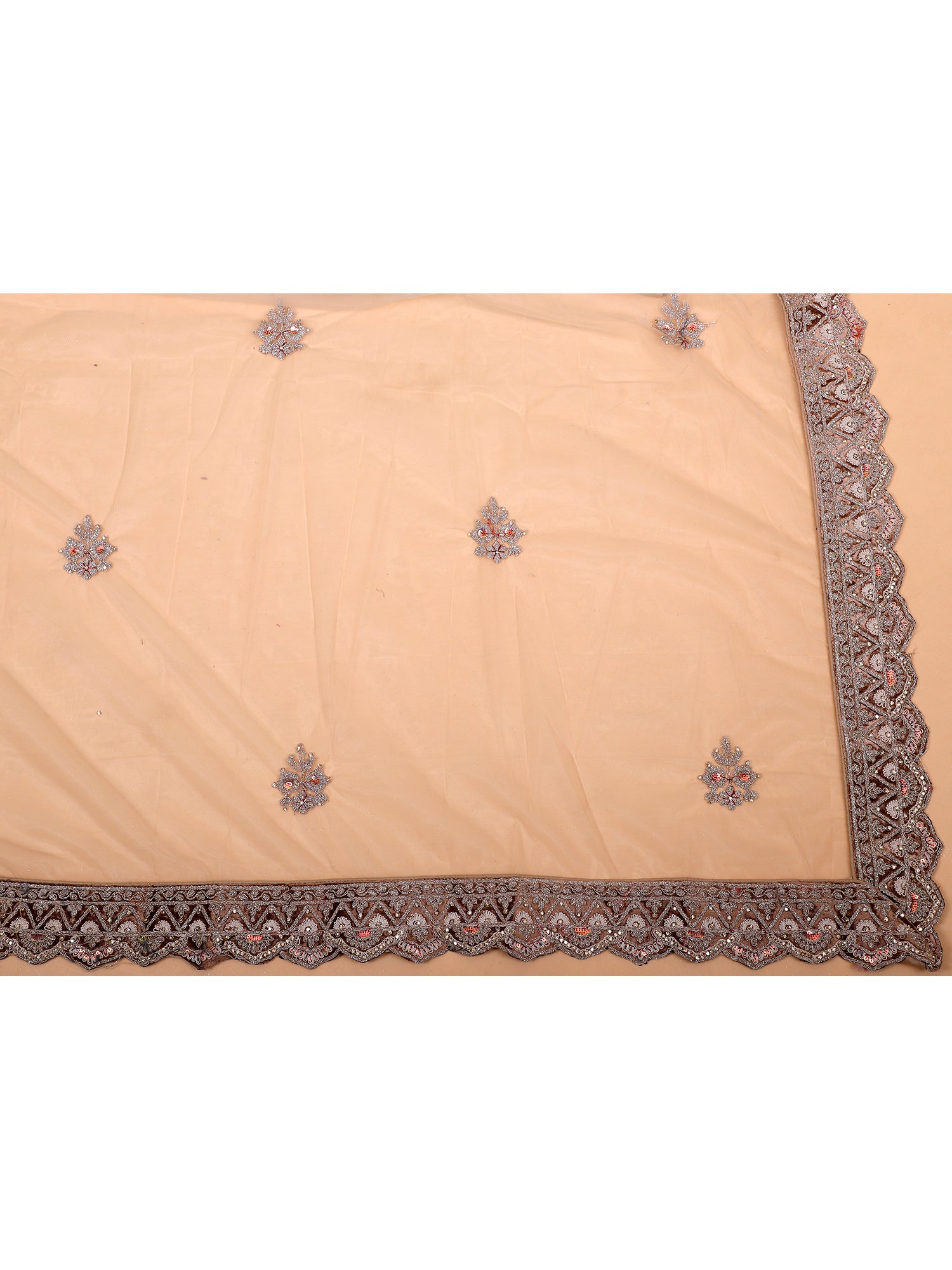 Chikoo Velvet Lehenga With Jarkan Work