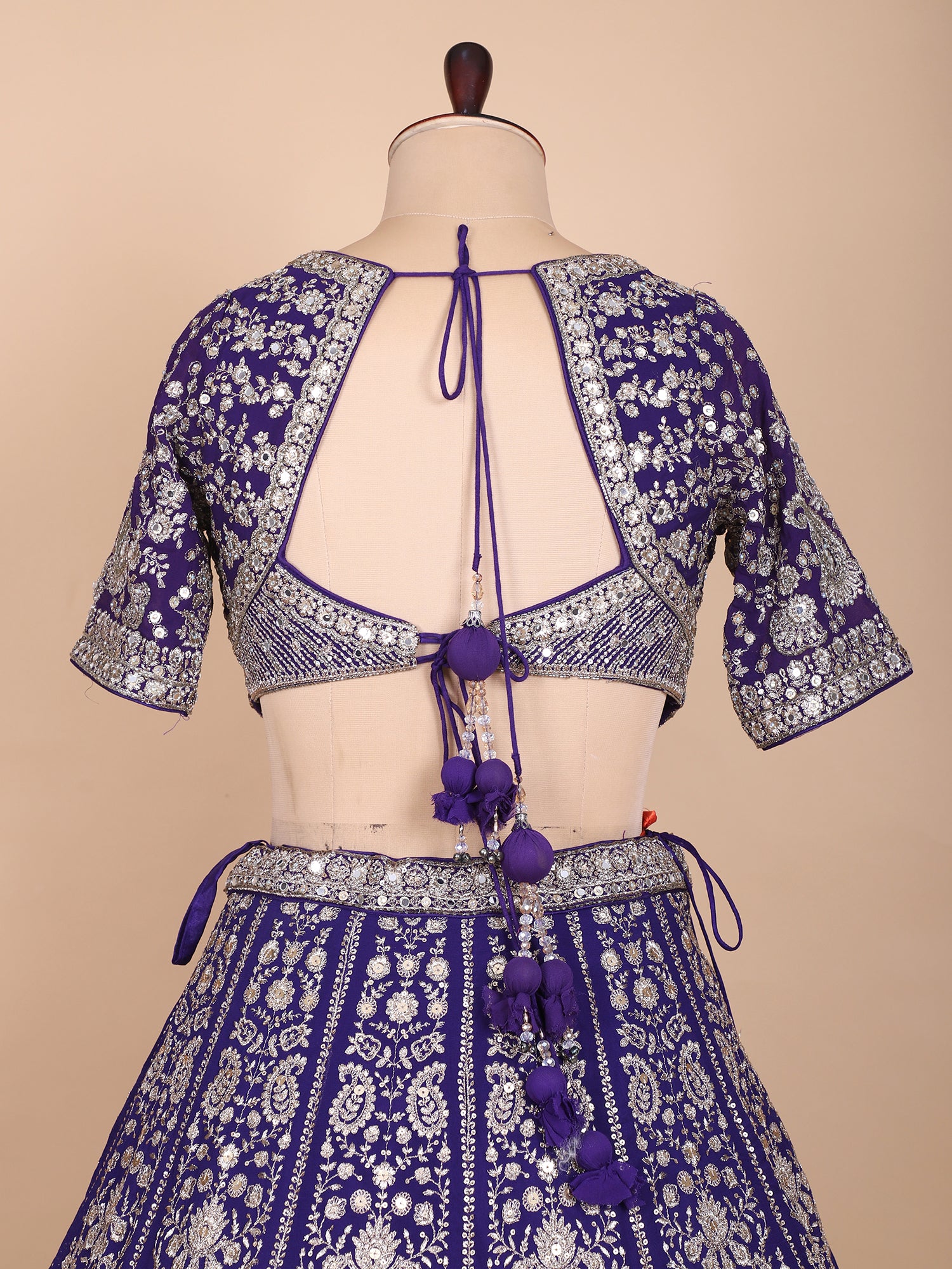 Deep Purple Georgette Lehenga With Jarkan Work