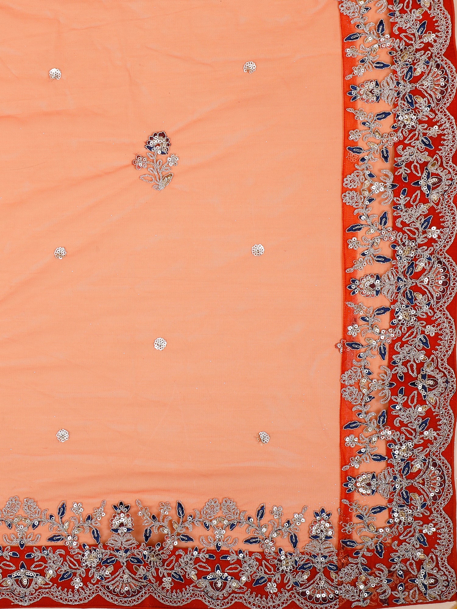 Chic Rust Orange Multi-Thread Jarkan Lehenga