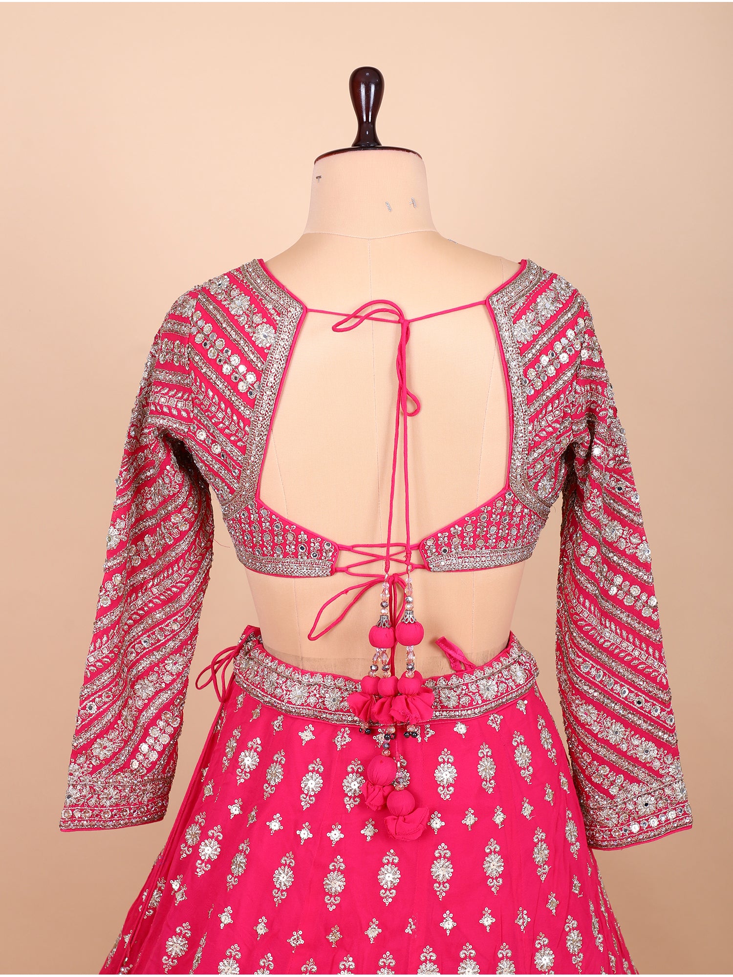 Pink Thread And Sequin Embroidered Lehenga Set