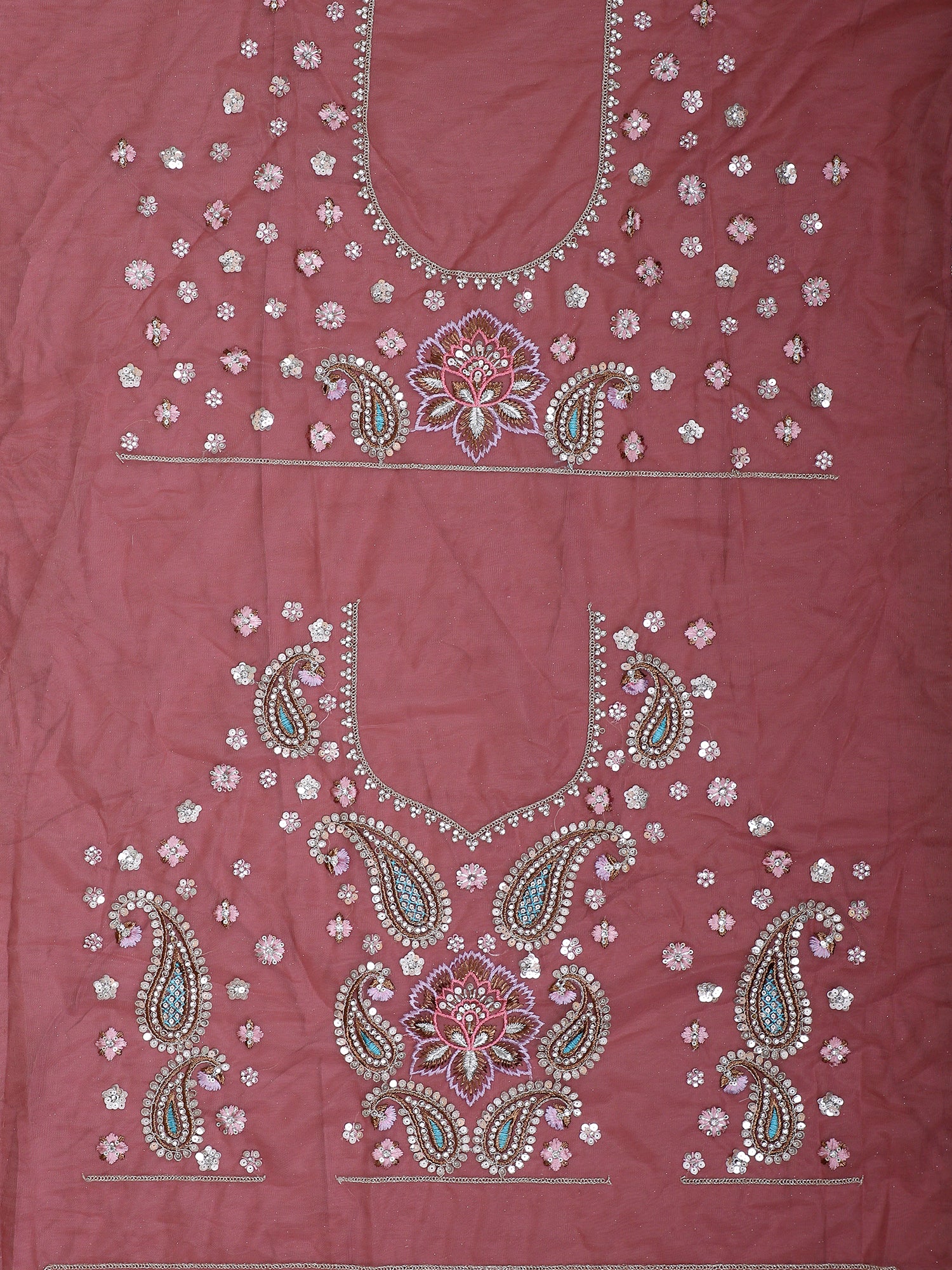 Onion Pink Net Lehenga With Sequins