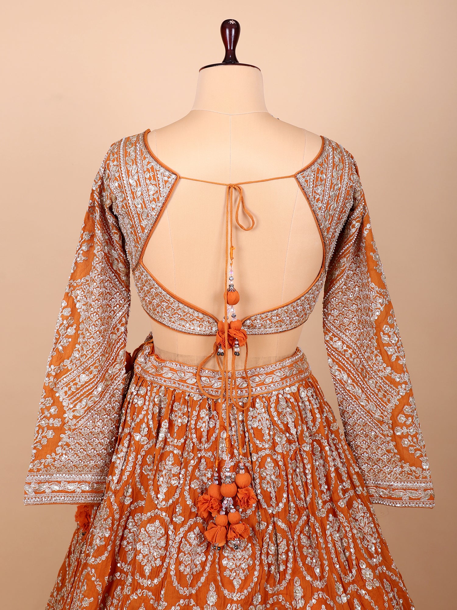 Orange Thread Work Lehenga With Dupatta