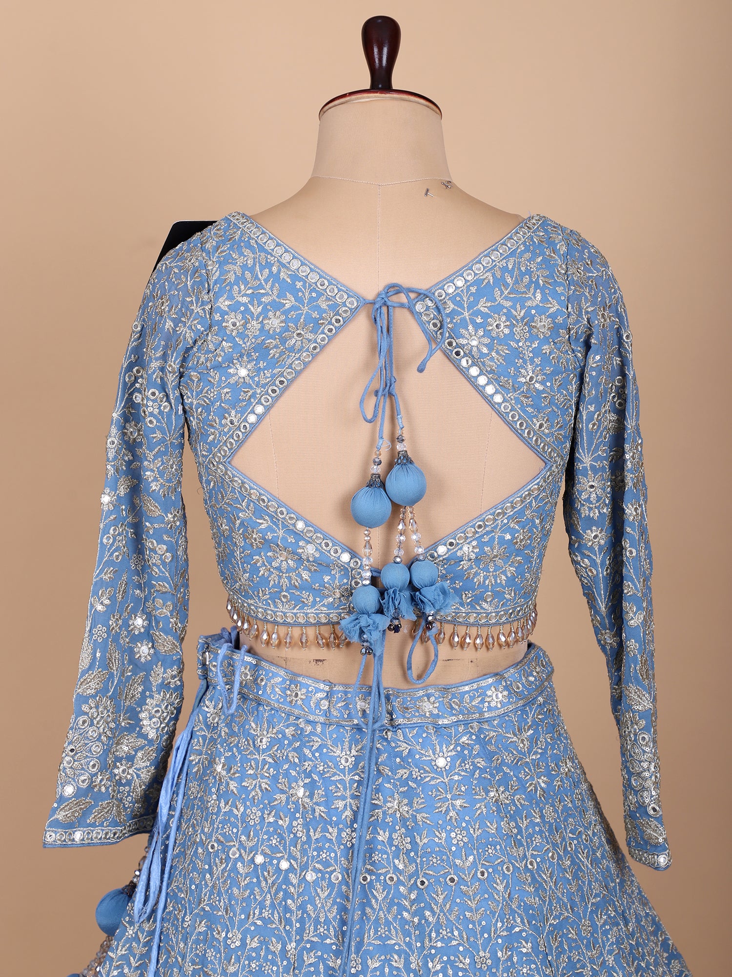 Light Blue Georgette Lehenga With Hand Embroidery