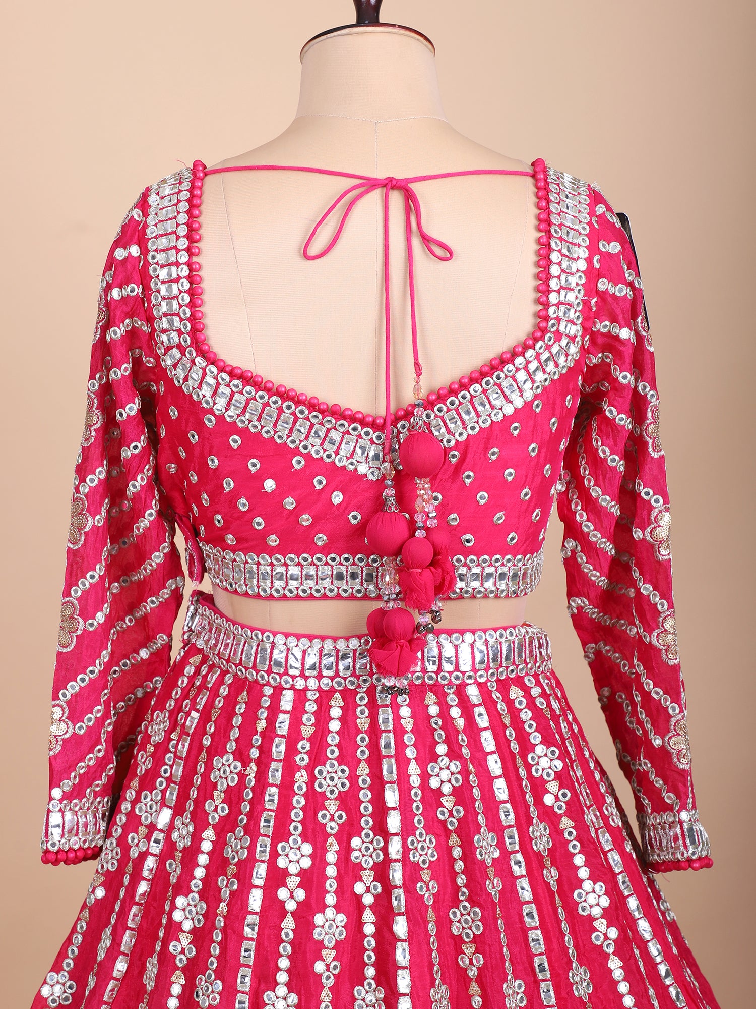 Blush Pink Bridal Lehenga With Mirror Detailing